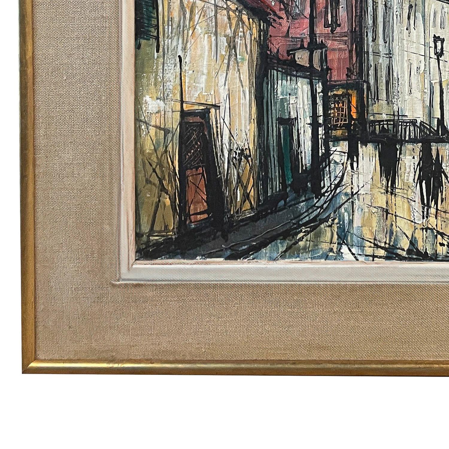 Französische expressionistische Pariser Straßenszene, Öl auf Leinwand, Mitte des Jahrhunderts, signiert mit dem Titel im Angebot 5