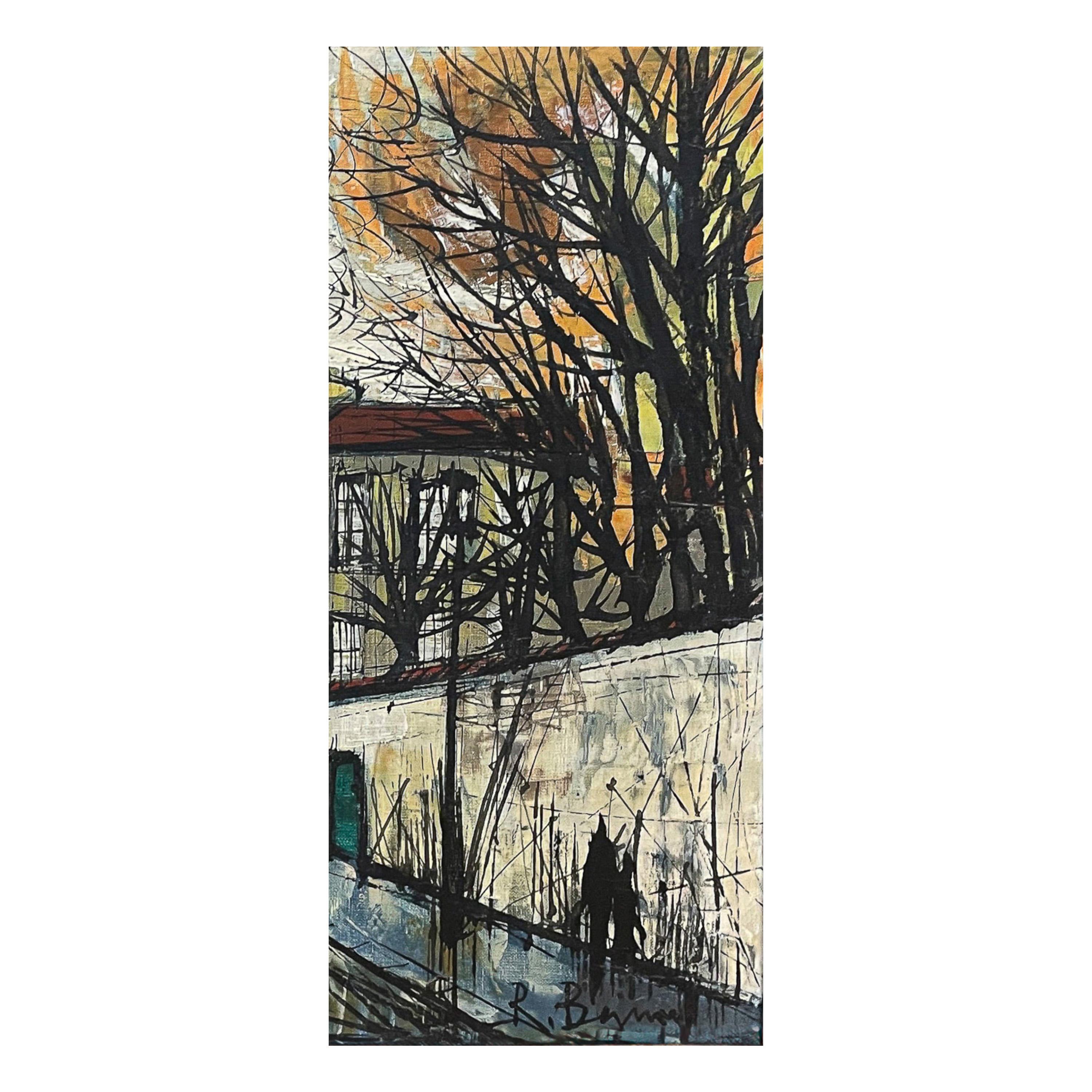 Französische expressionistische Pariser Straßenszene, Öl auf Leinwand, Mitte des Jahrhunderts, signiert mit dem Titel im Angebot 2