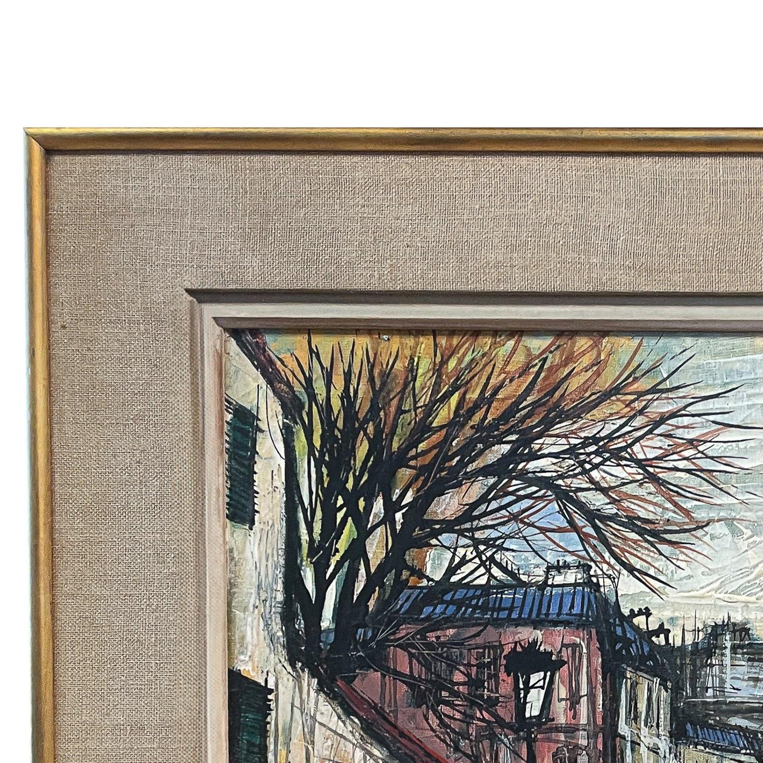 Französische expressionistische Pariser Straßenszene, Öl auf Leinwand, Mitte des Jahrhunderts, signiert mit dem Titel im Angebot 3