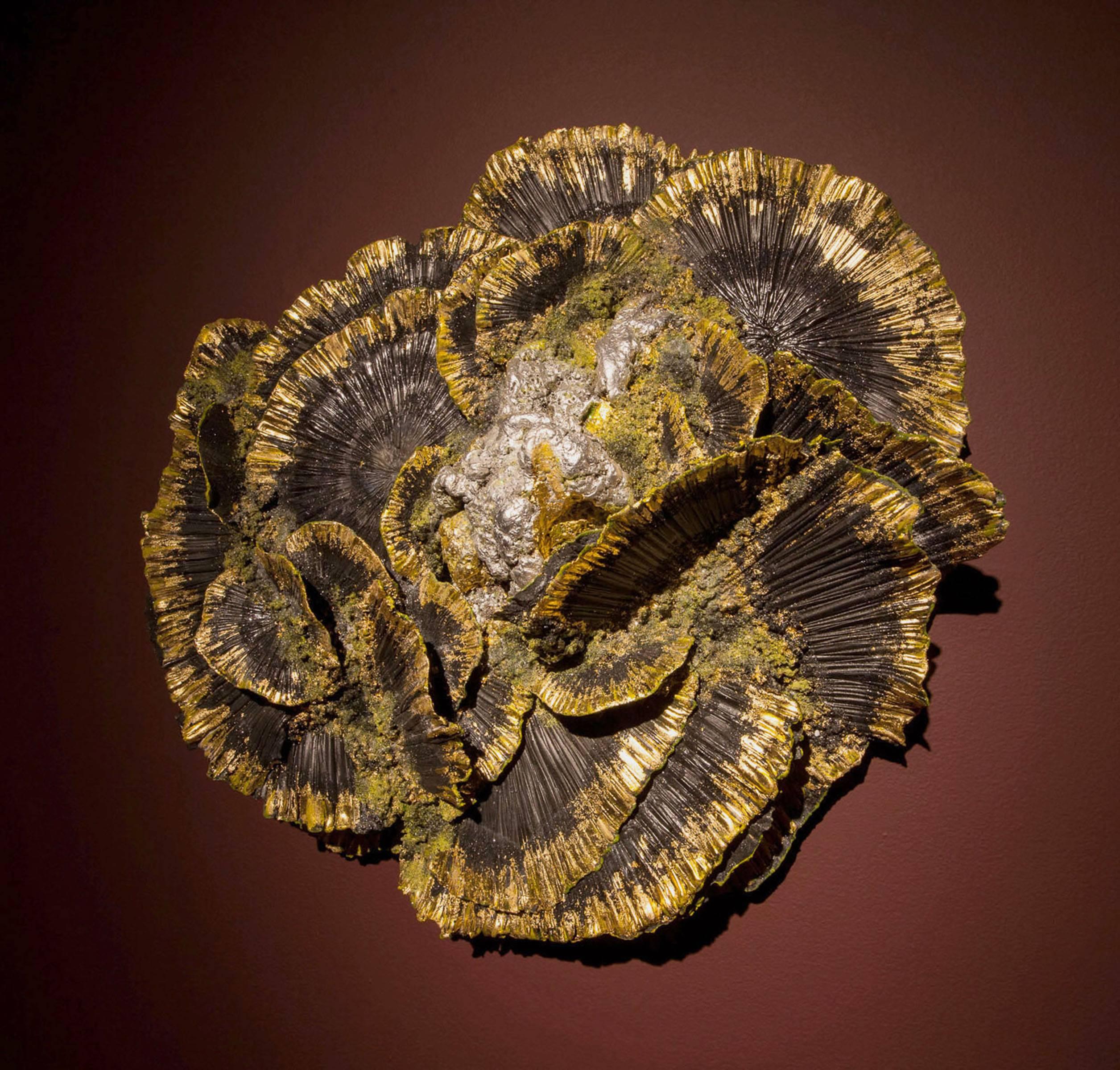 Onyx Lichenite, Platinum Nugget - Sculpture by Renee Brown