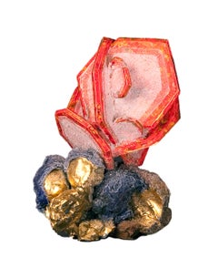 Rose Wulfenite with Cerussite, Botryoidal Gold with Azurite