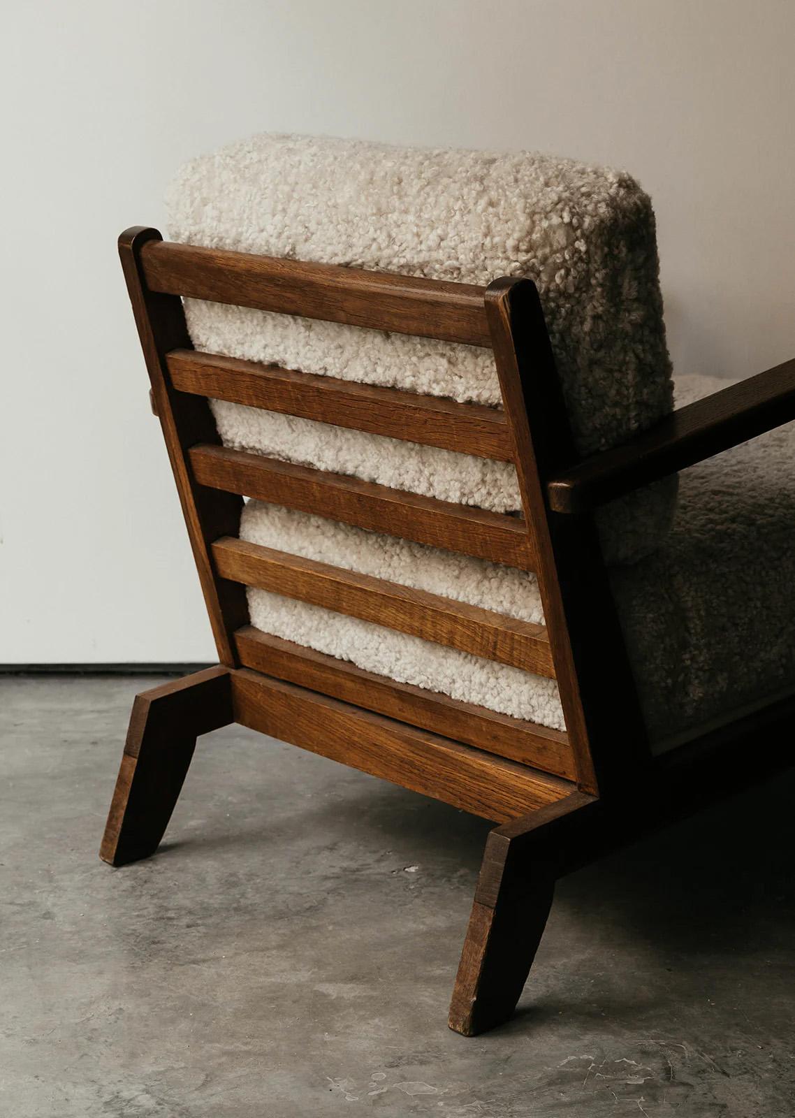 c. 1940's Set of two. 

Reupholstered in Sheepskin