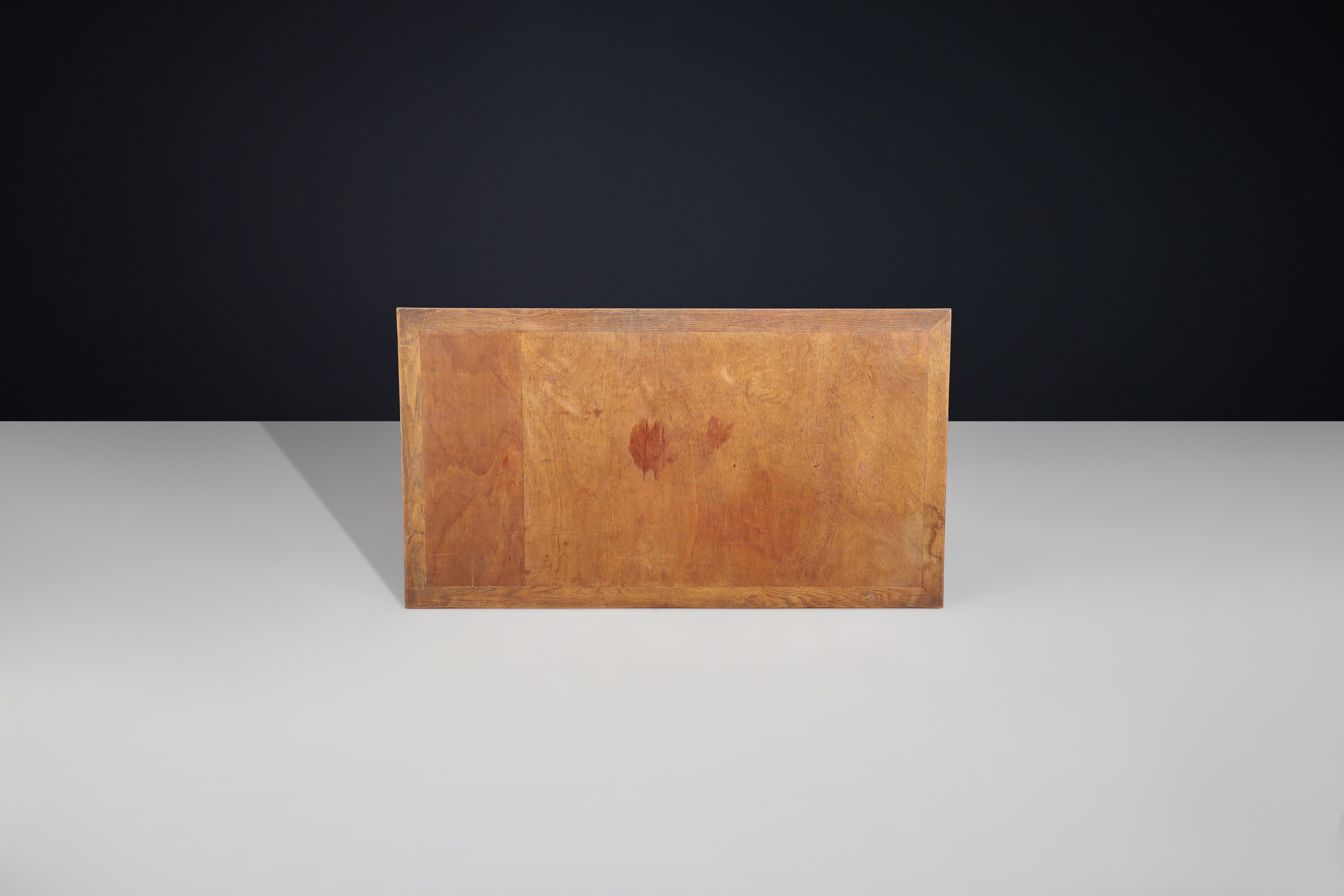 Renée Gabriel Patinated Oak Table, France, 1940s For Sale 4