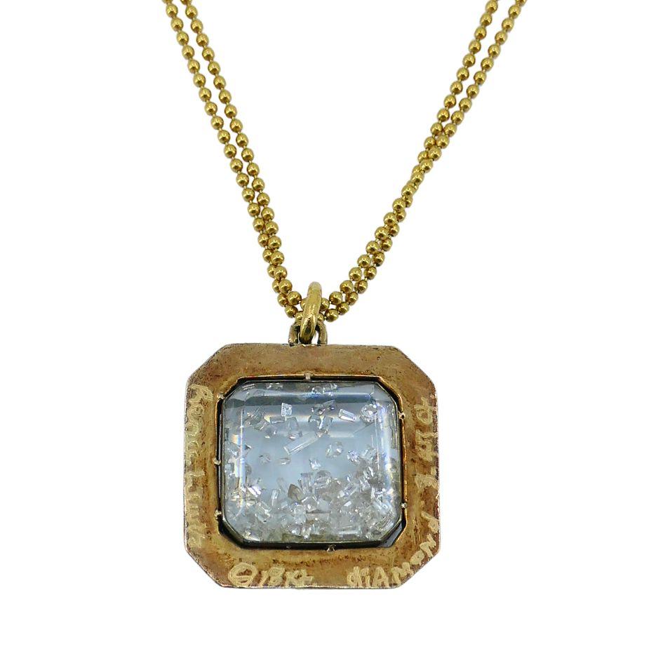 Renee Lewis Collier pendentif Shake en or 18 carats avec diamants et cristal craquelé en vente 4