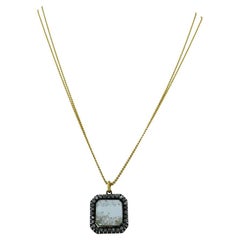 Renee Lewis Collier pendentif Shake en or 18 carats avec diamants et cristal craquelé