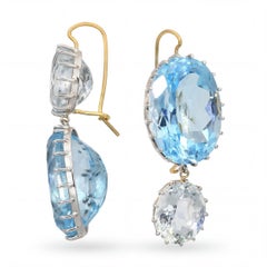 Renee Lewis 18K Yellow Gold Blue Topaz Double Drop Earrings