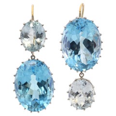 Renee Lewis 18K Yellow Gold Blue Topaz Double Drop Earrings