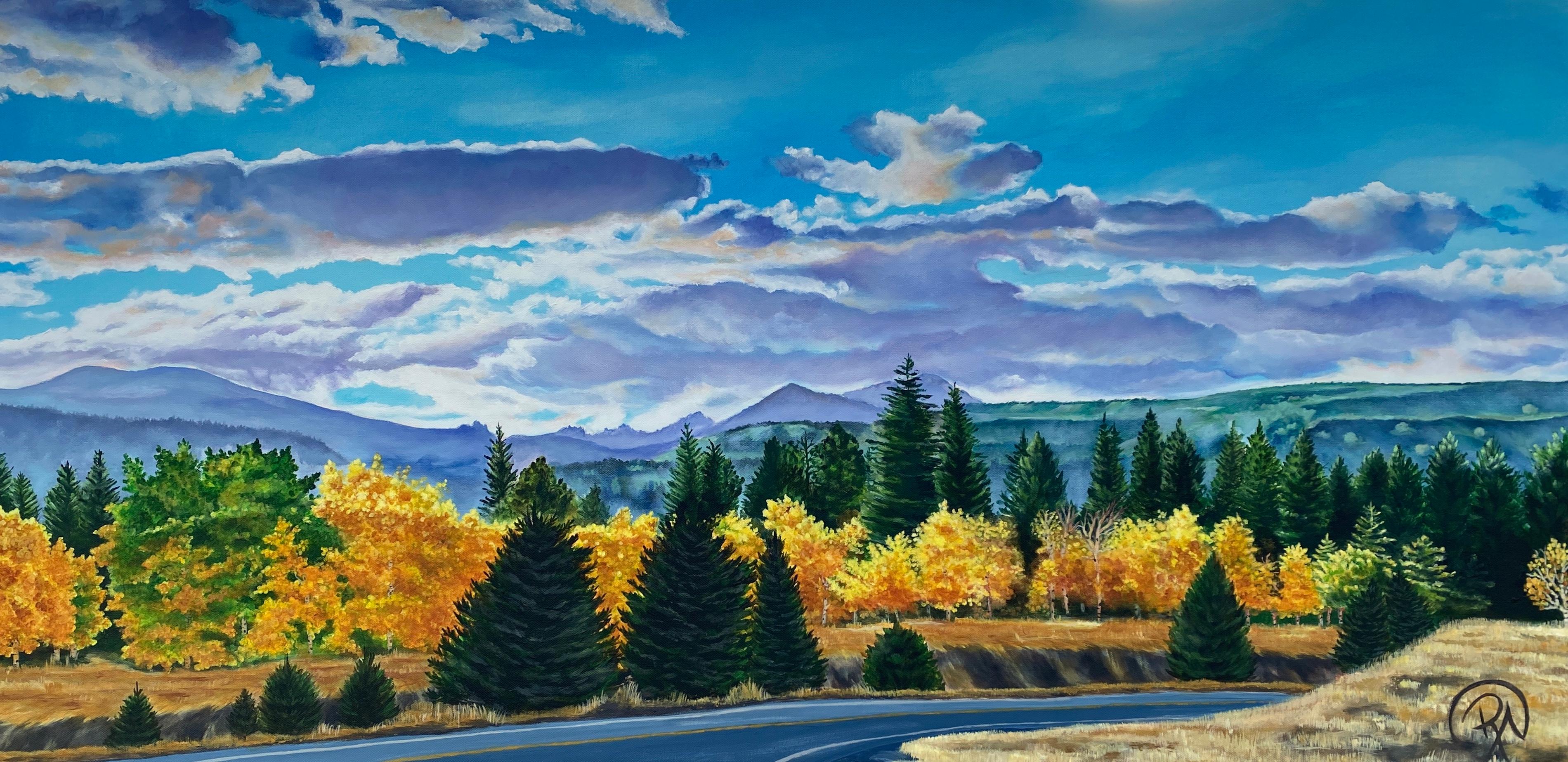 Renee Noel Landscape Painting - Gold on Peak to Peak, Original Painting