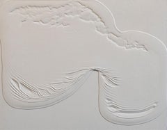 Meditation FB IncRoCaJoaW - peinture abstraite texturée blanc cassé sur panneau de bois