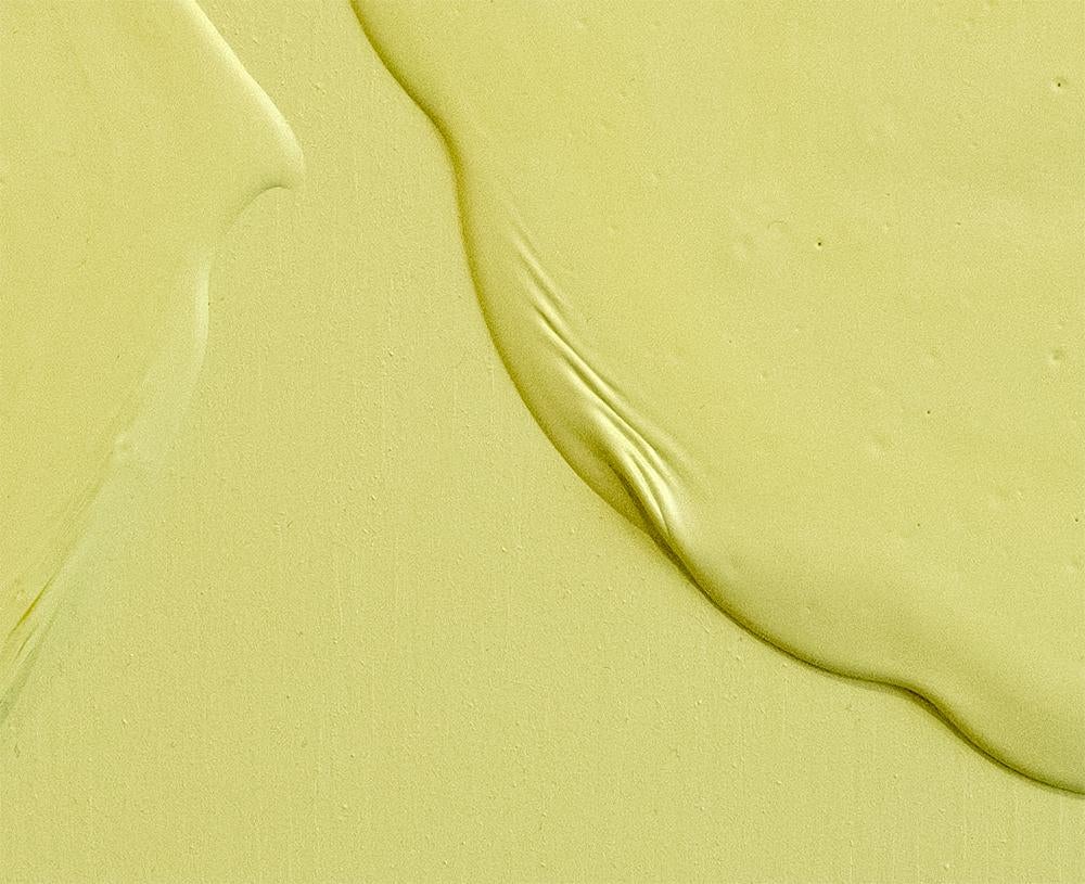 Meditazione FB yellow cake - pittura astratta texturale gialla su pannello di legno - Painting di Renee Phillips