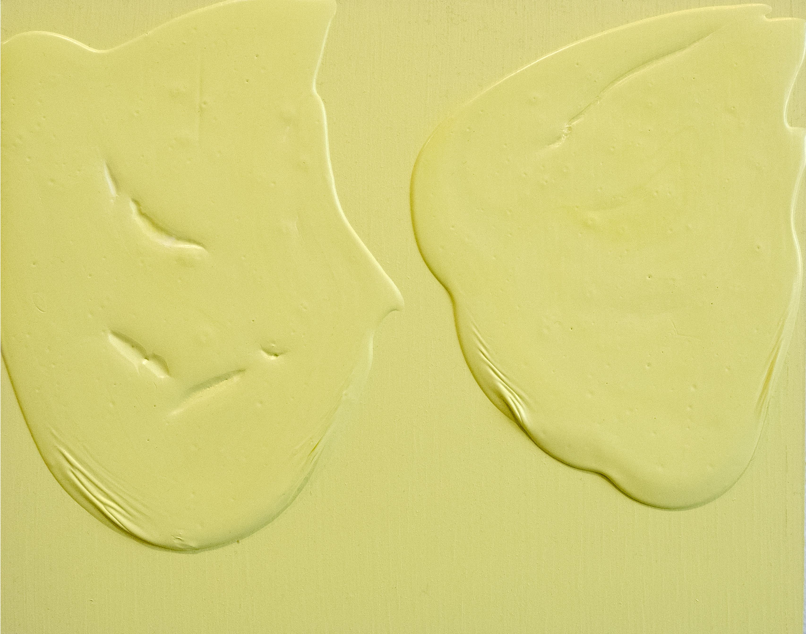 Abstract Painting di Renee Phillips - Meditazione FB yellow cake - pittura astratta texturale gialla su pannello di legno