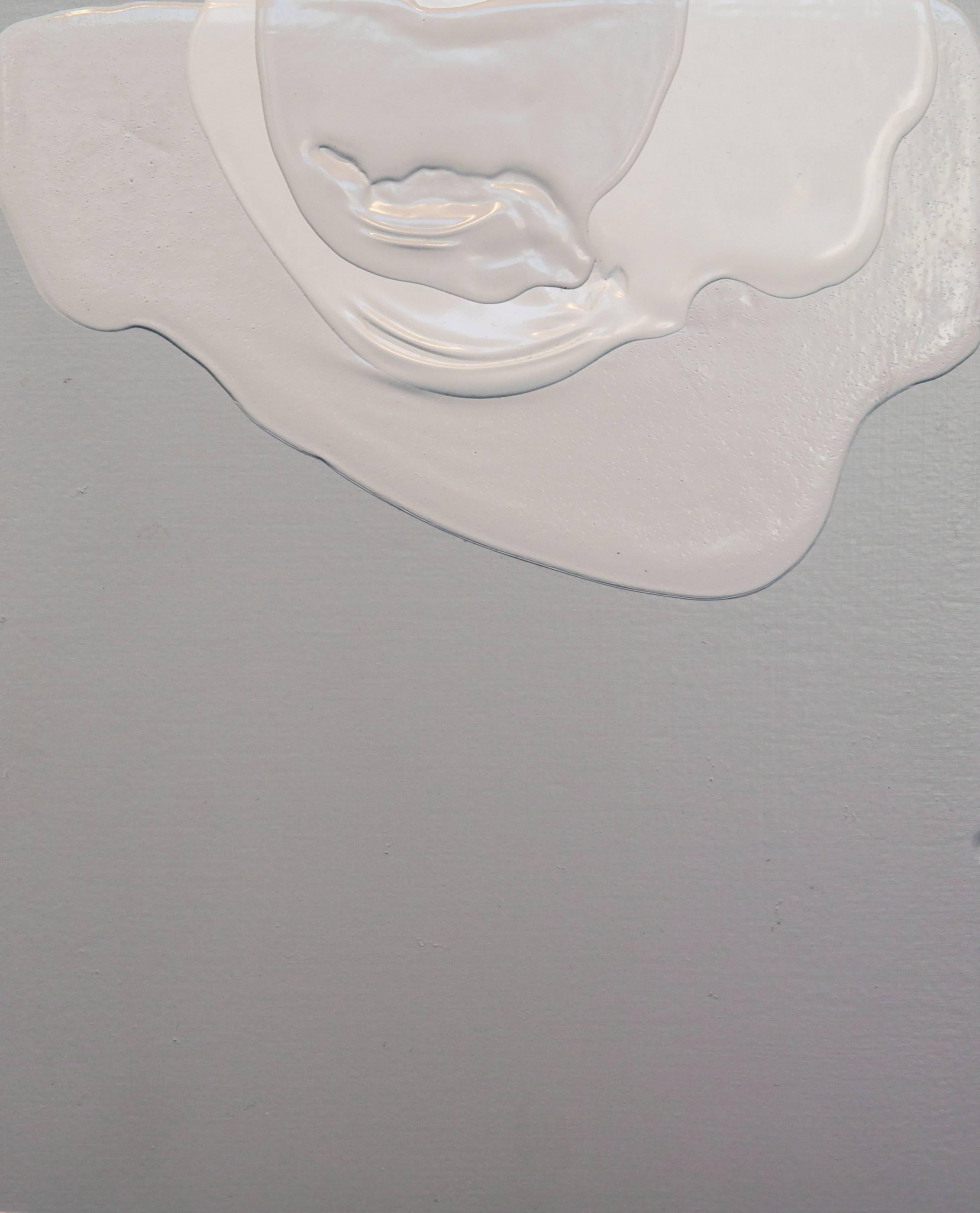Abstract Painting Renee Phillips - Méditation XX - peinture abstraite texturée bleue blanche sur panneau de bois