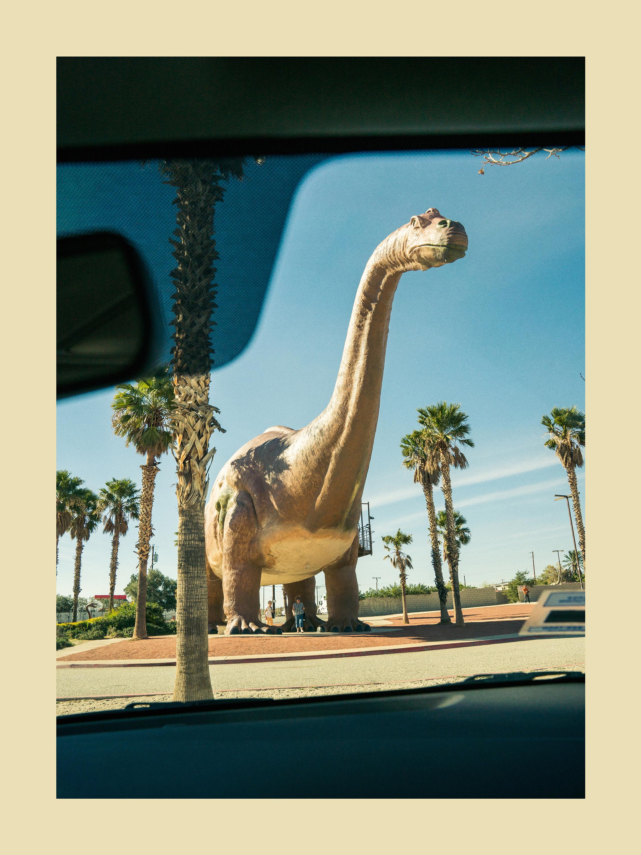 Dino - tourist photograph of Cabazon Dinosaur near Palm Springs California  - Print by Renée Rodenkirchen