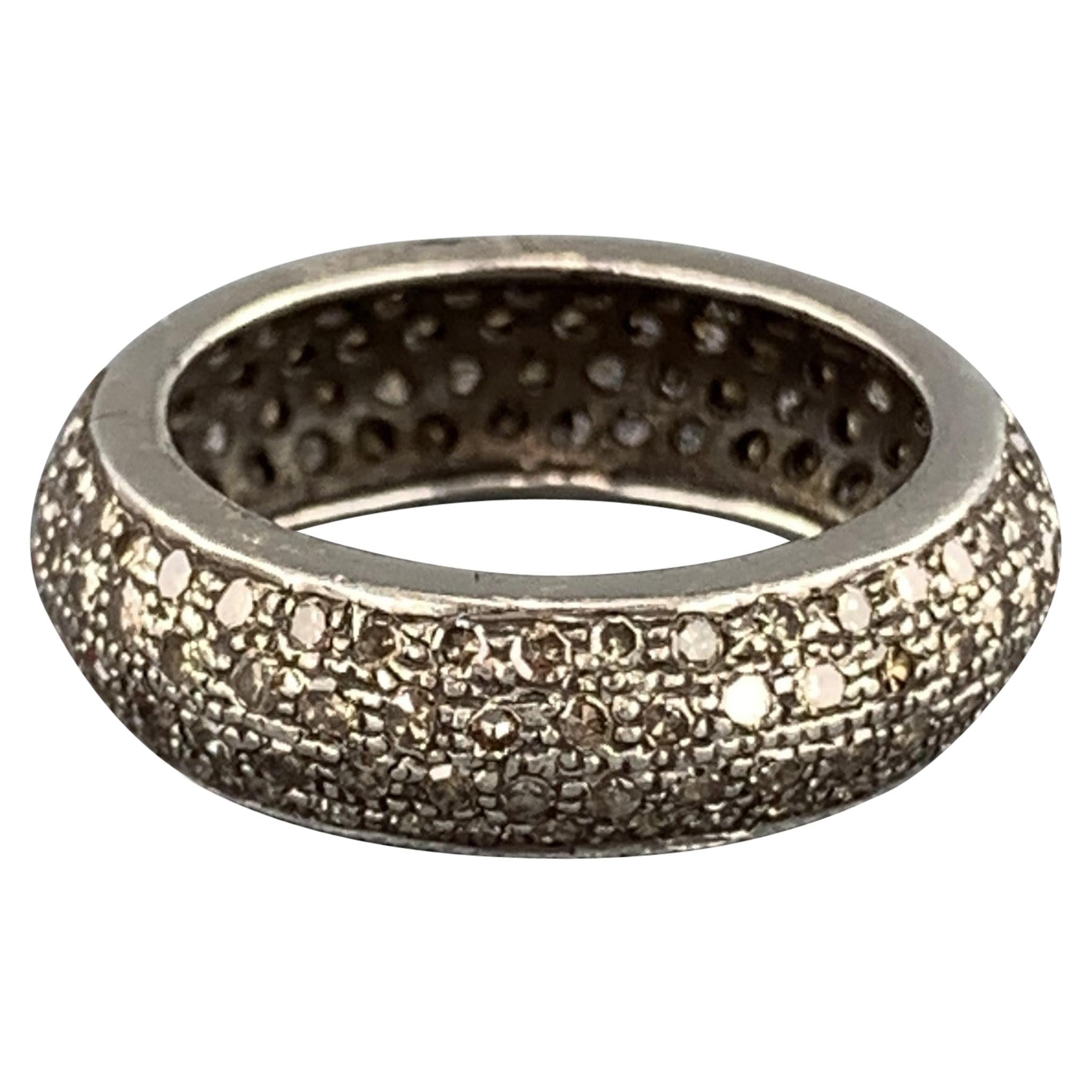 RENEE SHEPPARD sz 6.5 Sterling Silver Pave Diamond Encrusted Band Ring