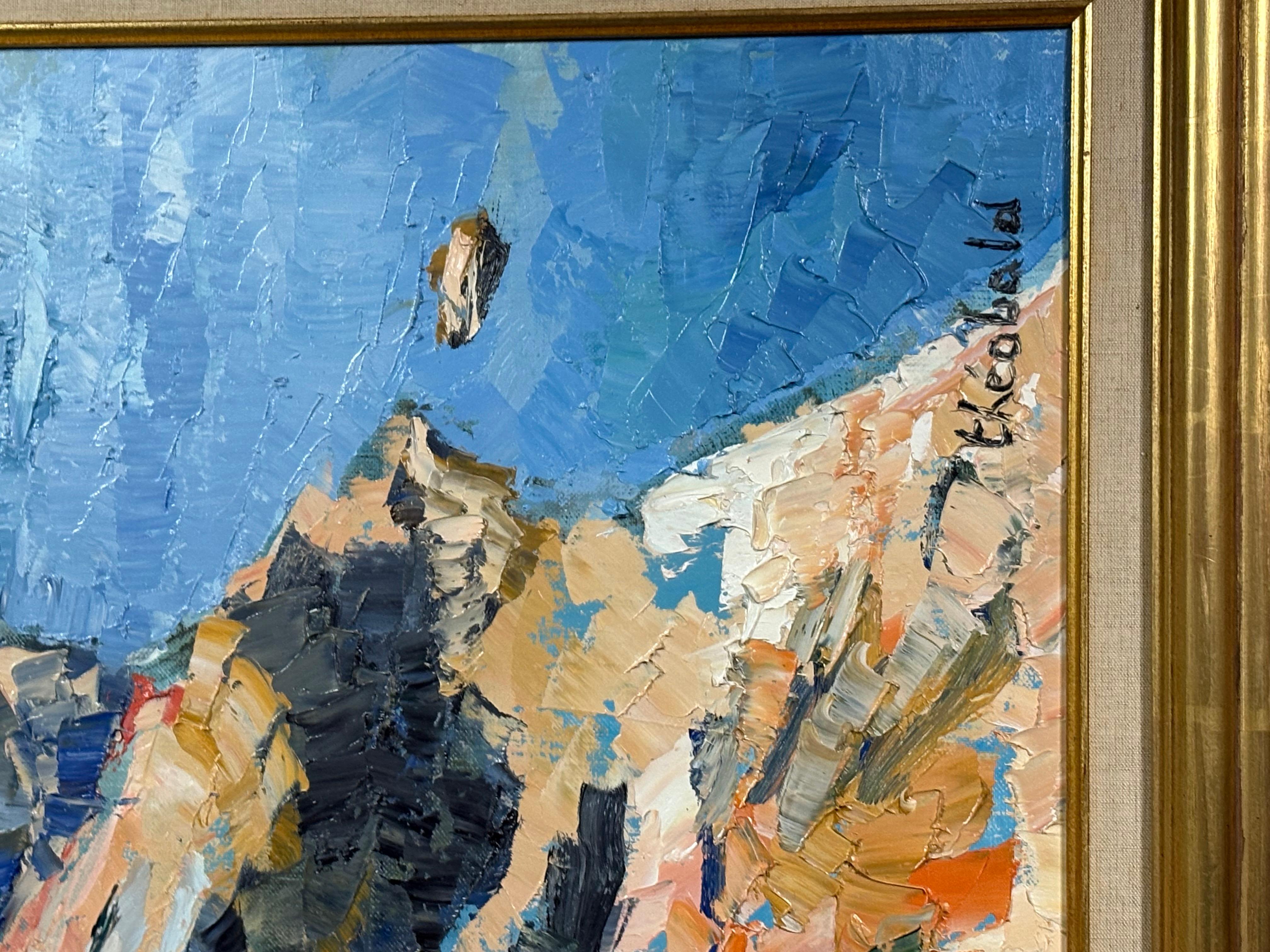 Renee Theobald Originalgemälde auf Leinwand . Die Malerei ist in gutem Zustand. Frames hat Chips auf der Unterseite. Maße 37x32