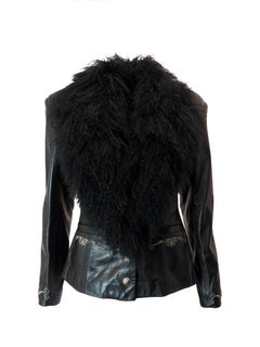 Renegade Black Leather Jacket With Mongolian Fur Trim