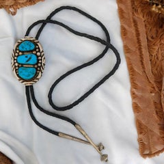 Course de renégats  Vintage Navajo argent sterling et turquoise Bisbee