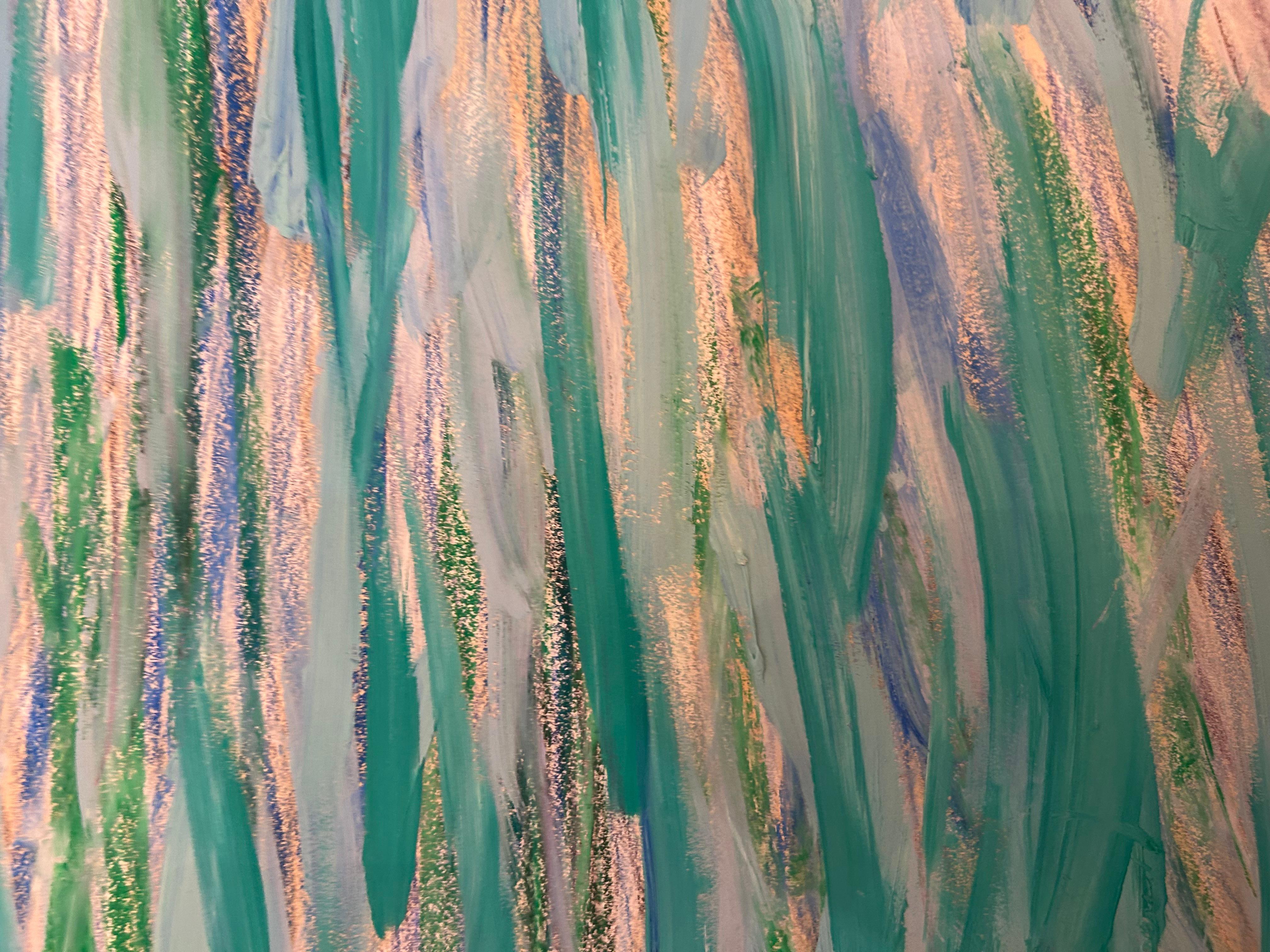 Blue and Green toned Mixed Media Abstract work on paper For Sale 9