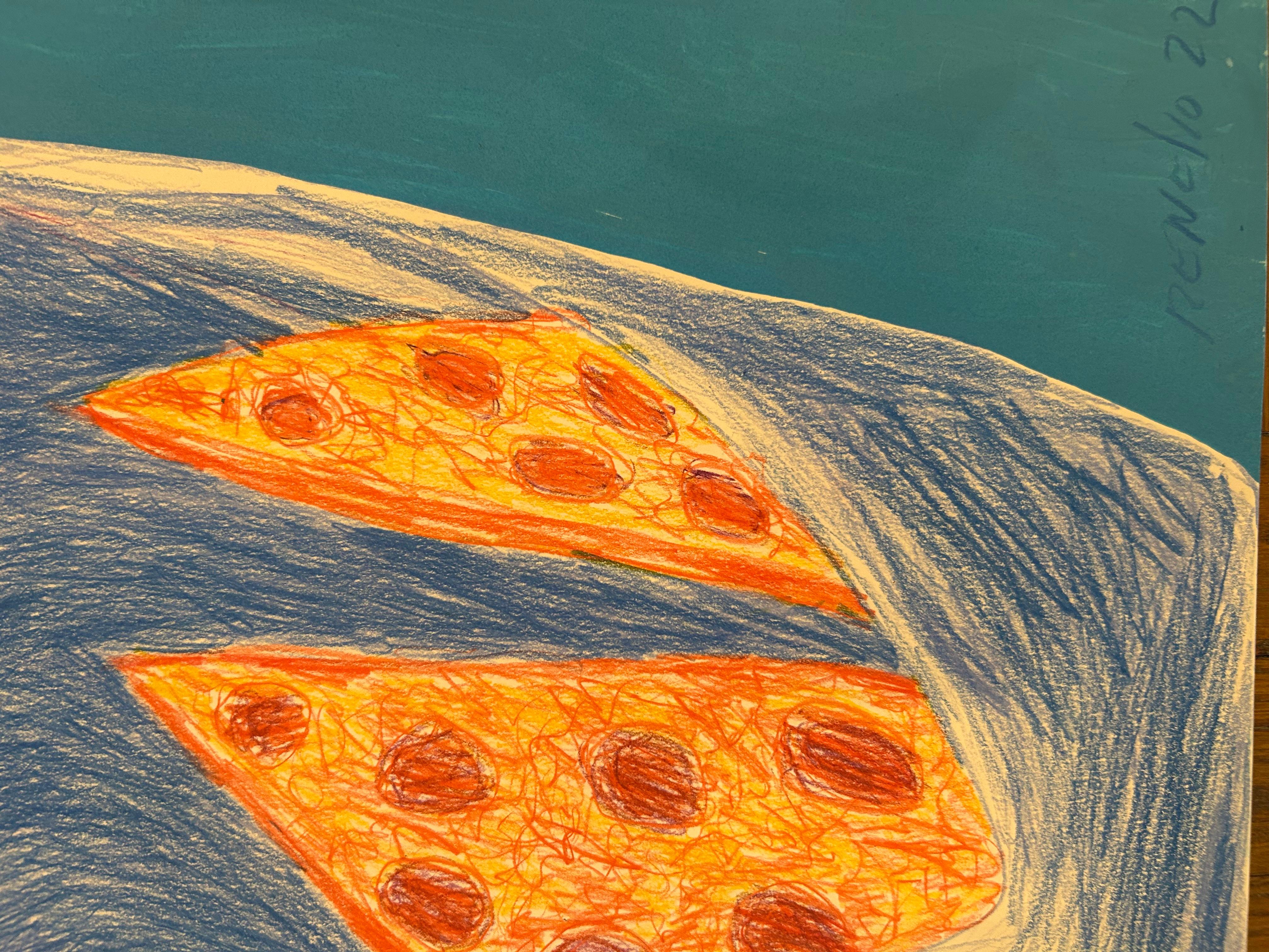 Divertente disegno di squalo figurato su carta: Squalo pizza 2022 in vendita 4