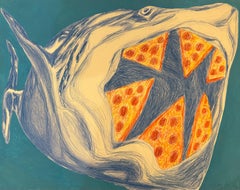 Fun Figurale Hai-Zeichnung auf Papier: Pizza-Schlange 2022