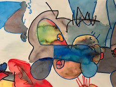 Técnica Mixta Colorido Animal Acuarela Conejito Pintura sobre Papel