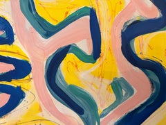 Pintura Brillante Abstracta Tricolor de Técnica Mixta sobre Papel