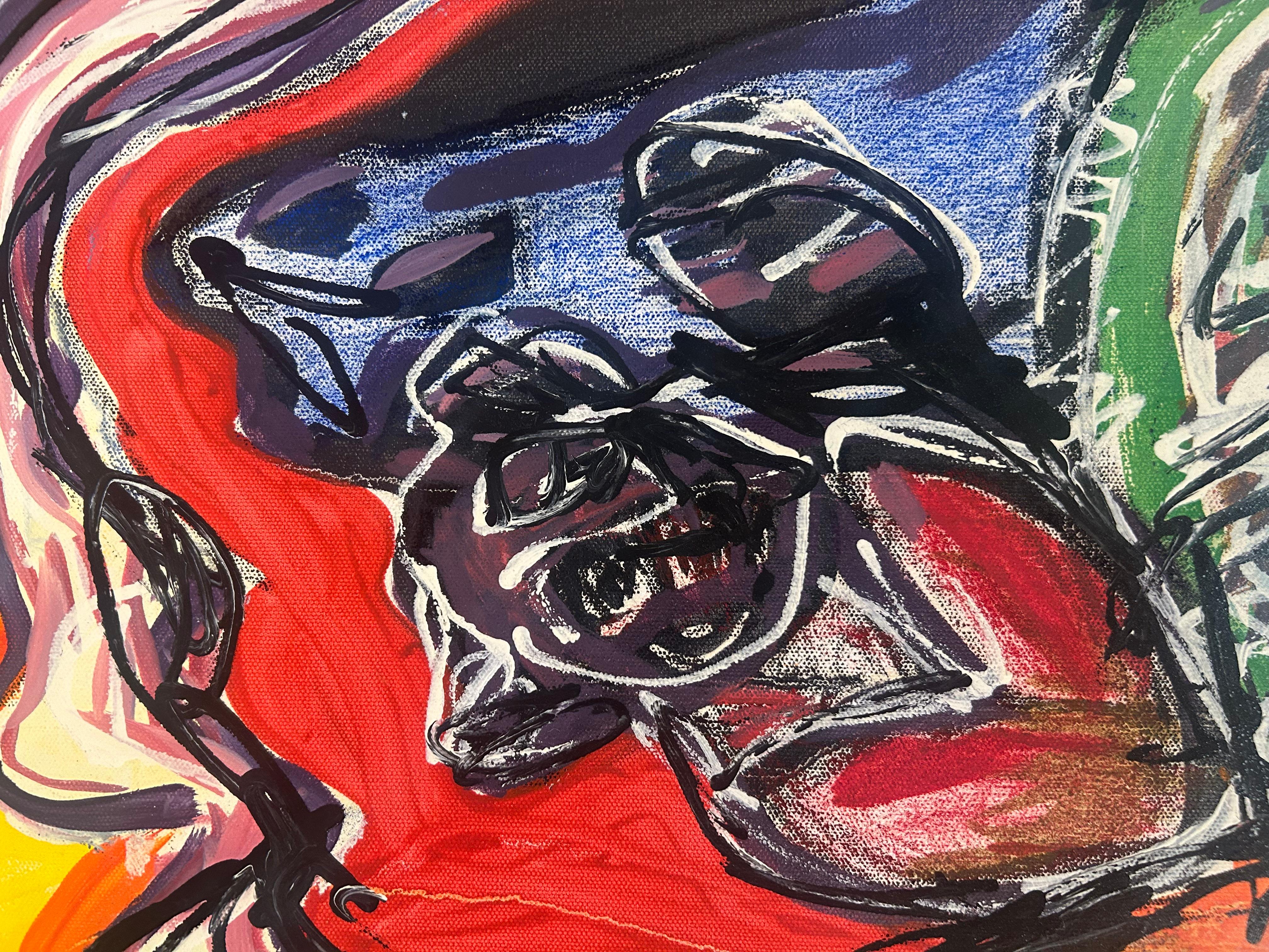 Pittura su tela in stile Graffiti - Abstract Painting Beige di Renelio Marin