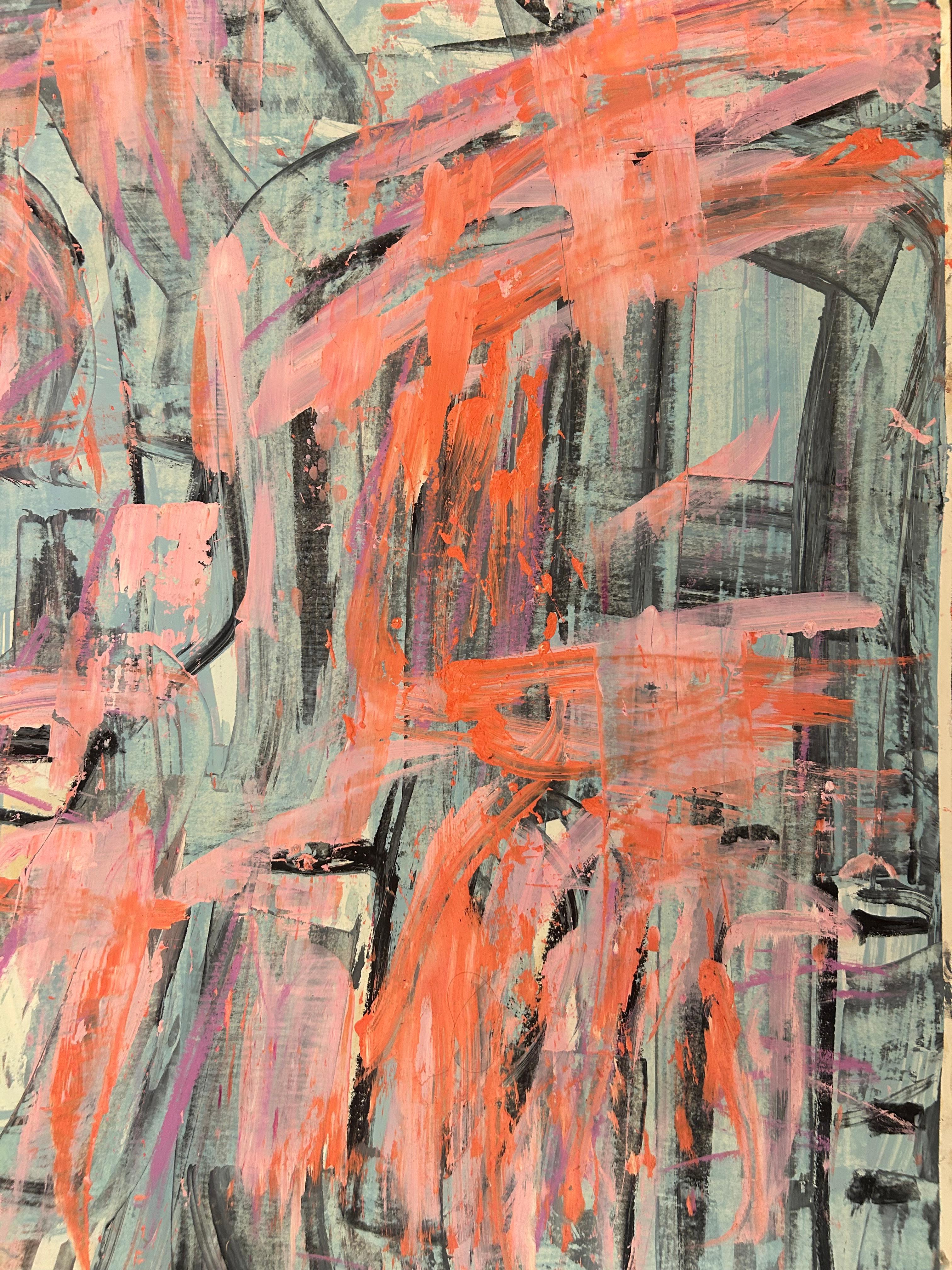 Pittura acrilica astratta su carta - Painting di Renelio Marin