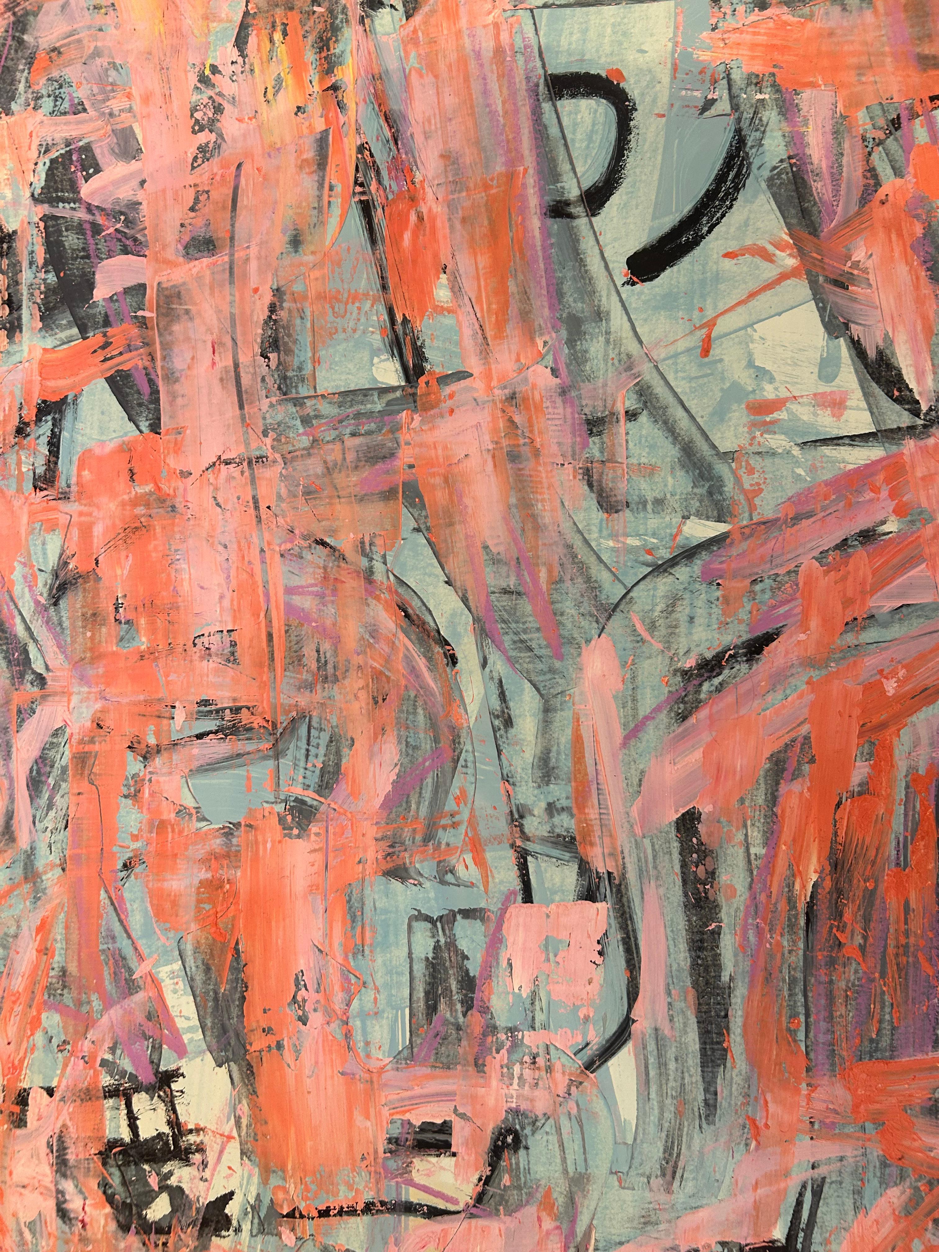 Pittura acrilica astratta su carta - Painting Astratto di Renelio Marin