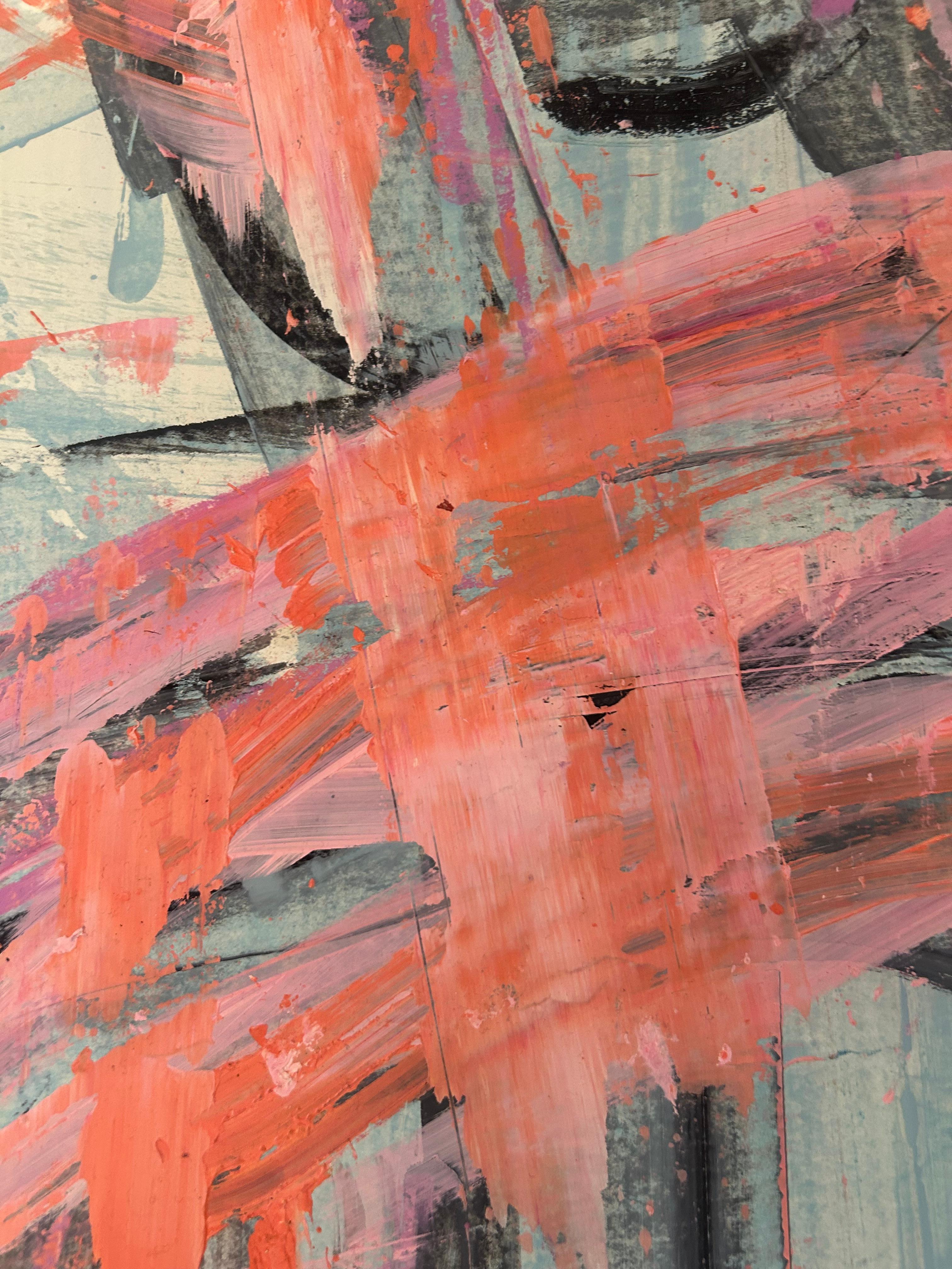 Pittura acrilica astratta su carta - Abstract Painting Marrone di Renelio Marin