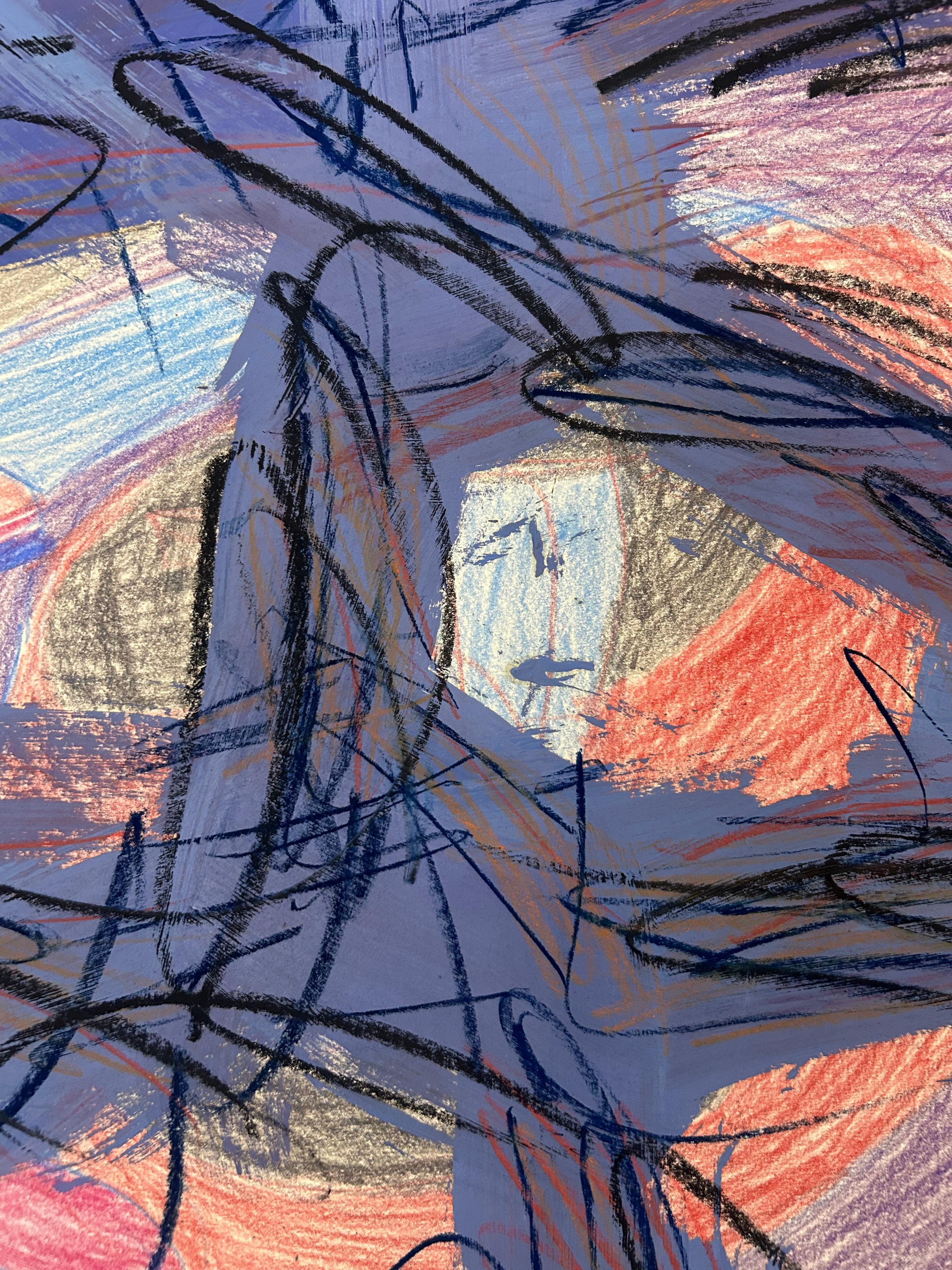 Pittura astratta colorata su carta - Abstract Drawing Viola di Renelio Marin