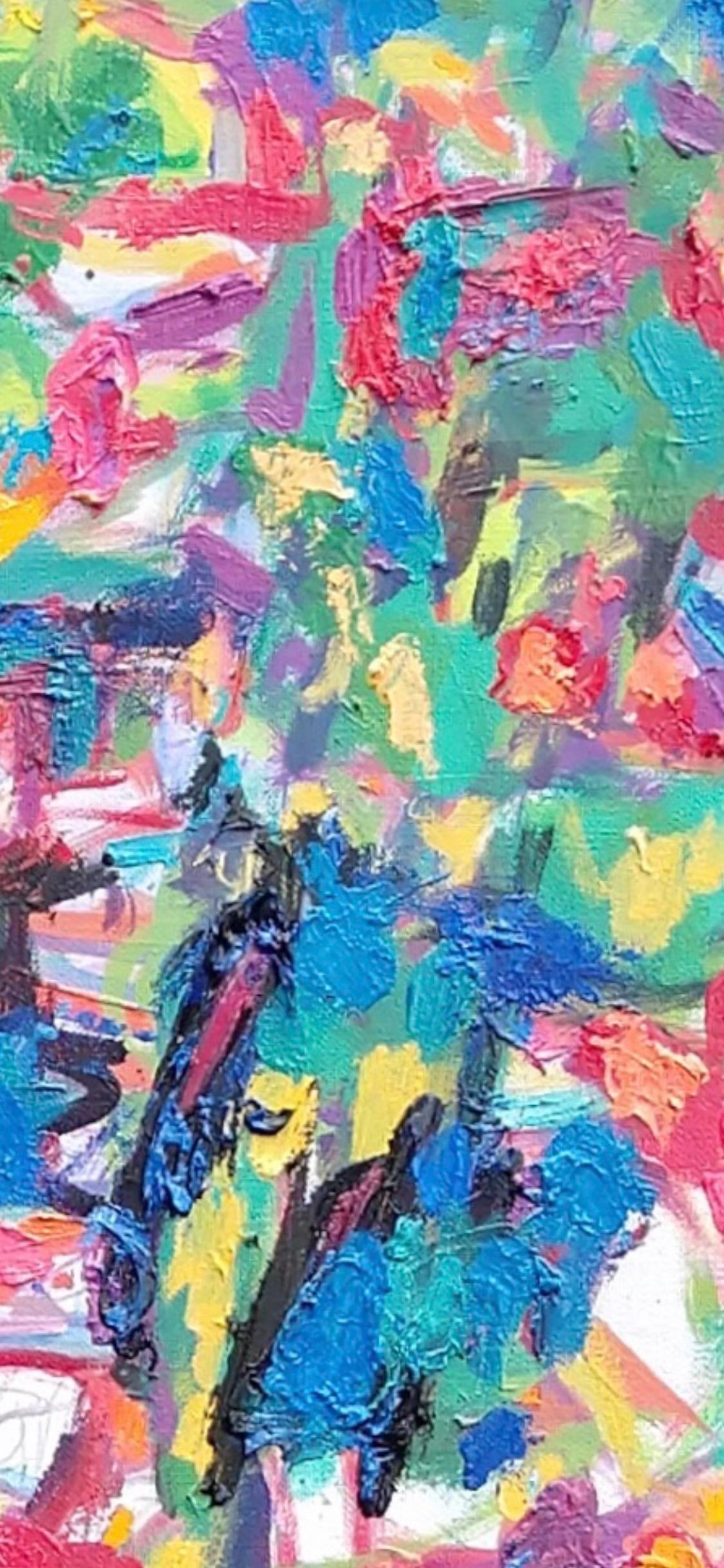 Vista aerea della Rete: Pittura a olio astratta contemporanea in vendita 1