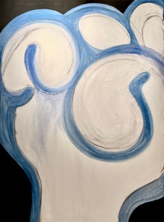 Big Hand Sign 2: Contemporary Pop Art Oil Painting, Blue White and Black