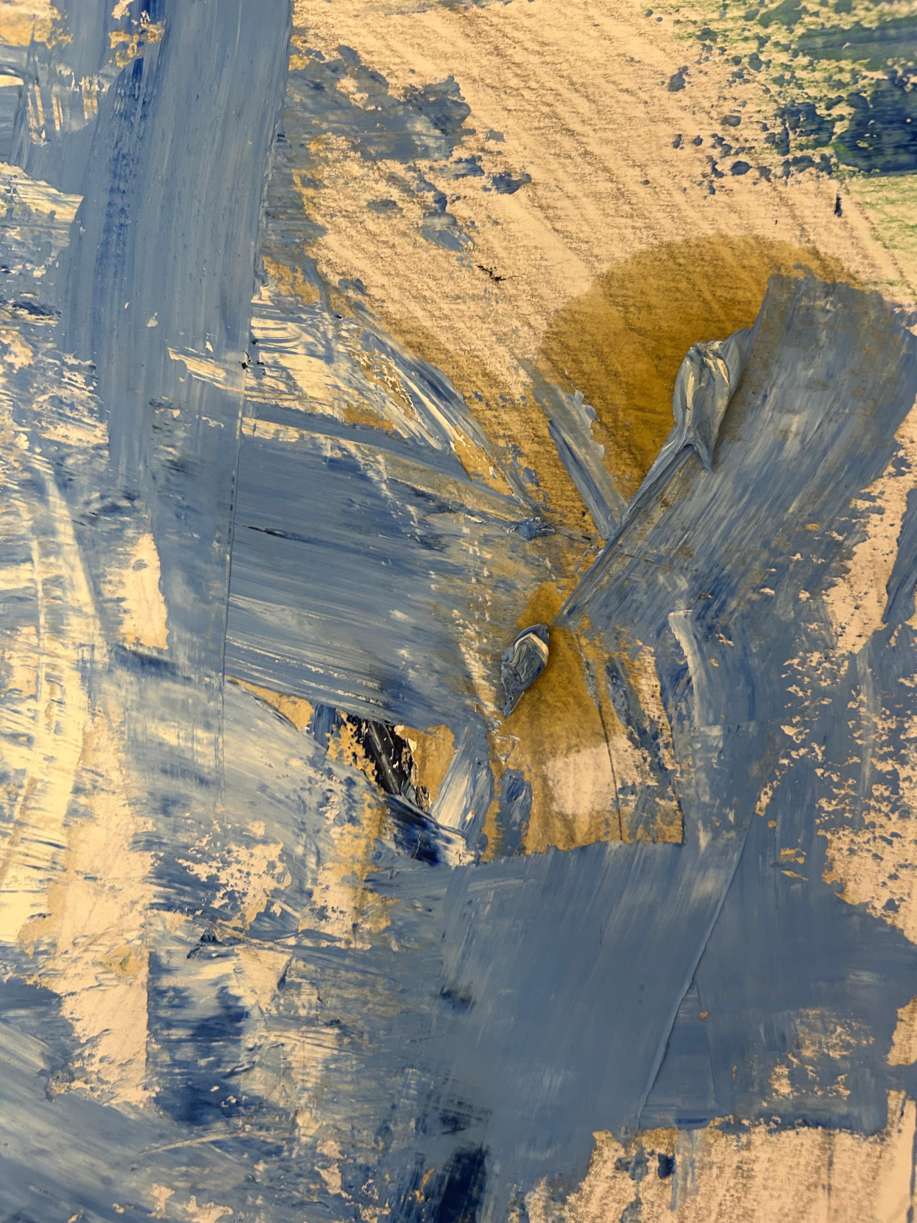 Opera astratta blu su carta - Painting Espressionismo astratto di Renelio Marin