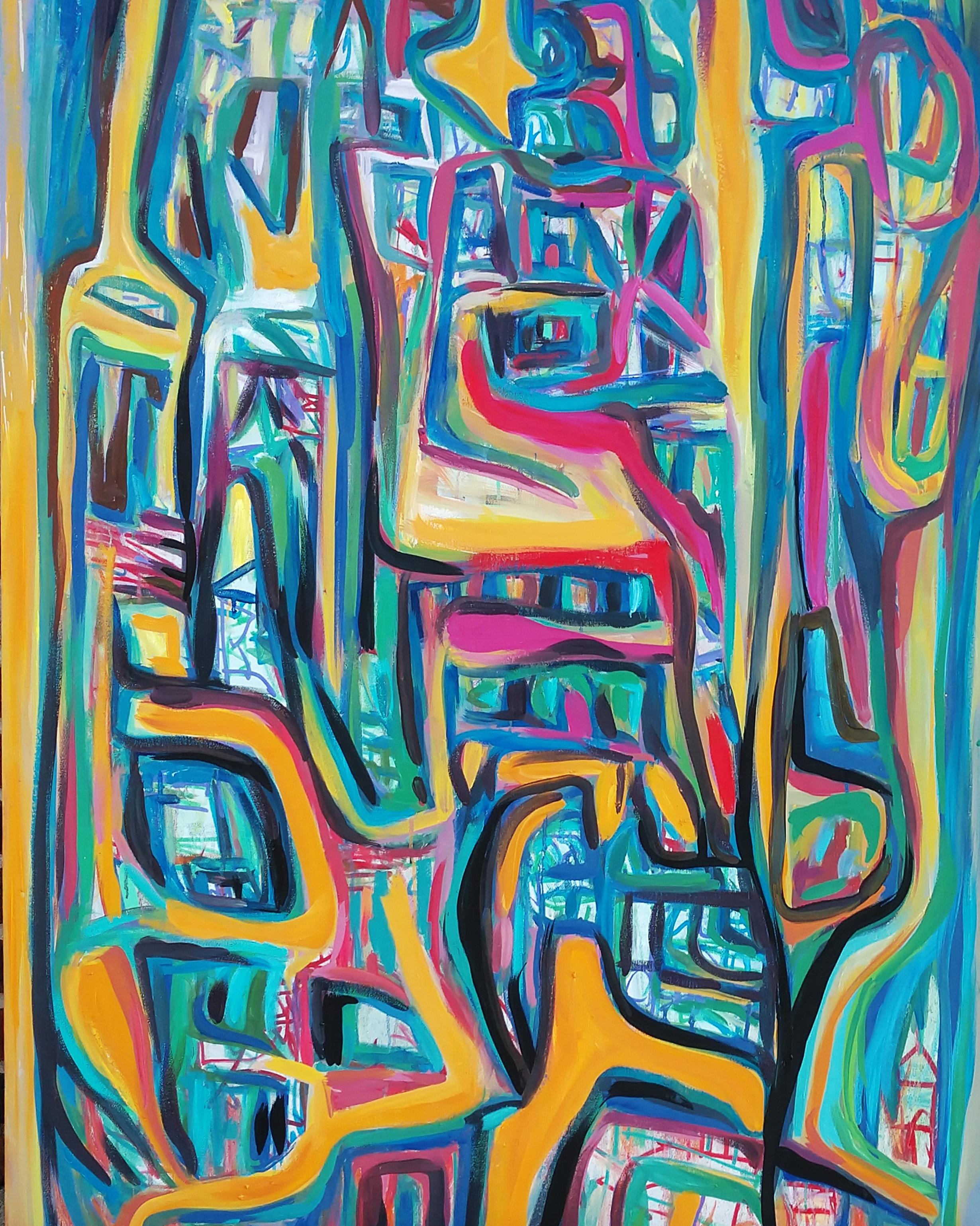 Landscape Painting di Renelio Marin - Counter Jungling: La conquista della paura. Paesaggio astratto dipinto ad olio