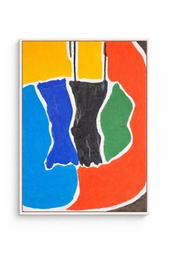 Pintura Mixta Abstracta Azul y Negra sobre Papel Estilo Graffiti