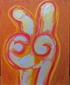 For Peace. Contemporary abstract oil painting. Figurative hand sign series