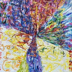 Horizons. Abstract colorful vibrant textured oil painting