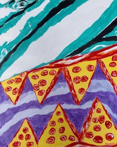 Pizza Shark 6: Contemporary Acrylic Painting on Paper