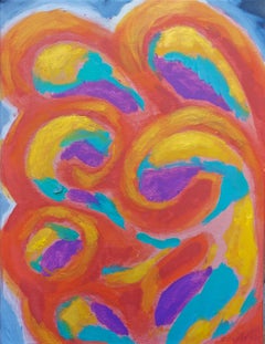 Sun Peace Sign. Contemporary Art Oil Painting.