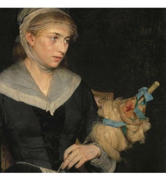 Renevier Julien (1847-1907), Oil on canvas+ The wool spinner