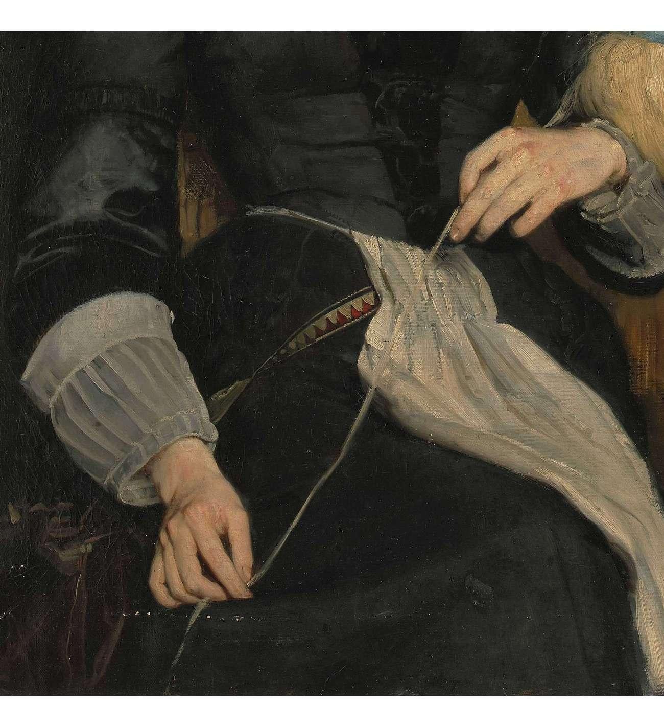 Renevier Julien (1847-1907), Huile sur toile+ La fileuse de laine en vente 3
