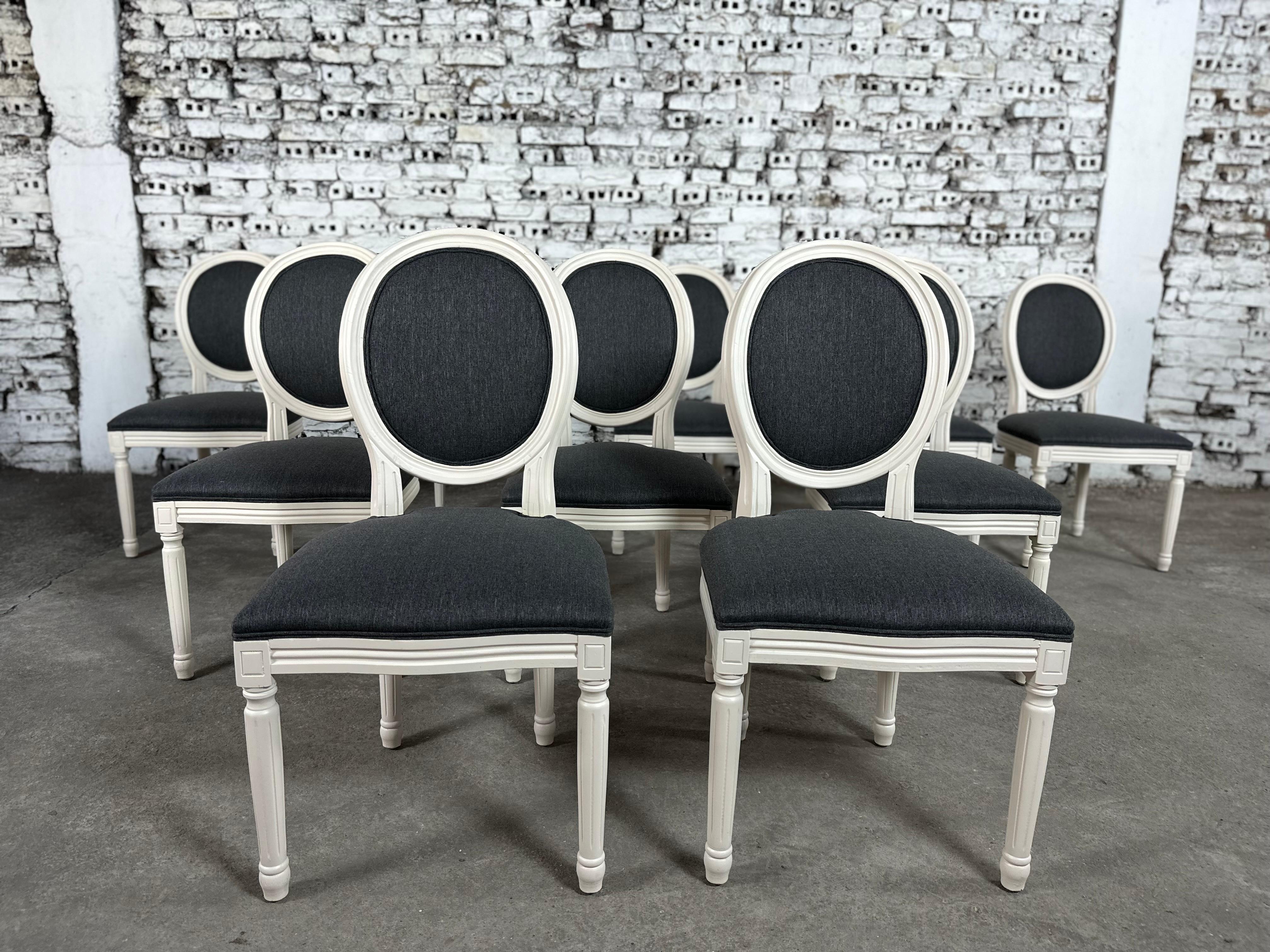 Renewed and Reupholstered French Louis XVI Dining Chairs - Set of 10 5