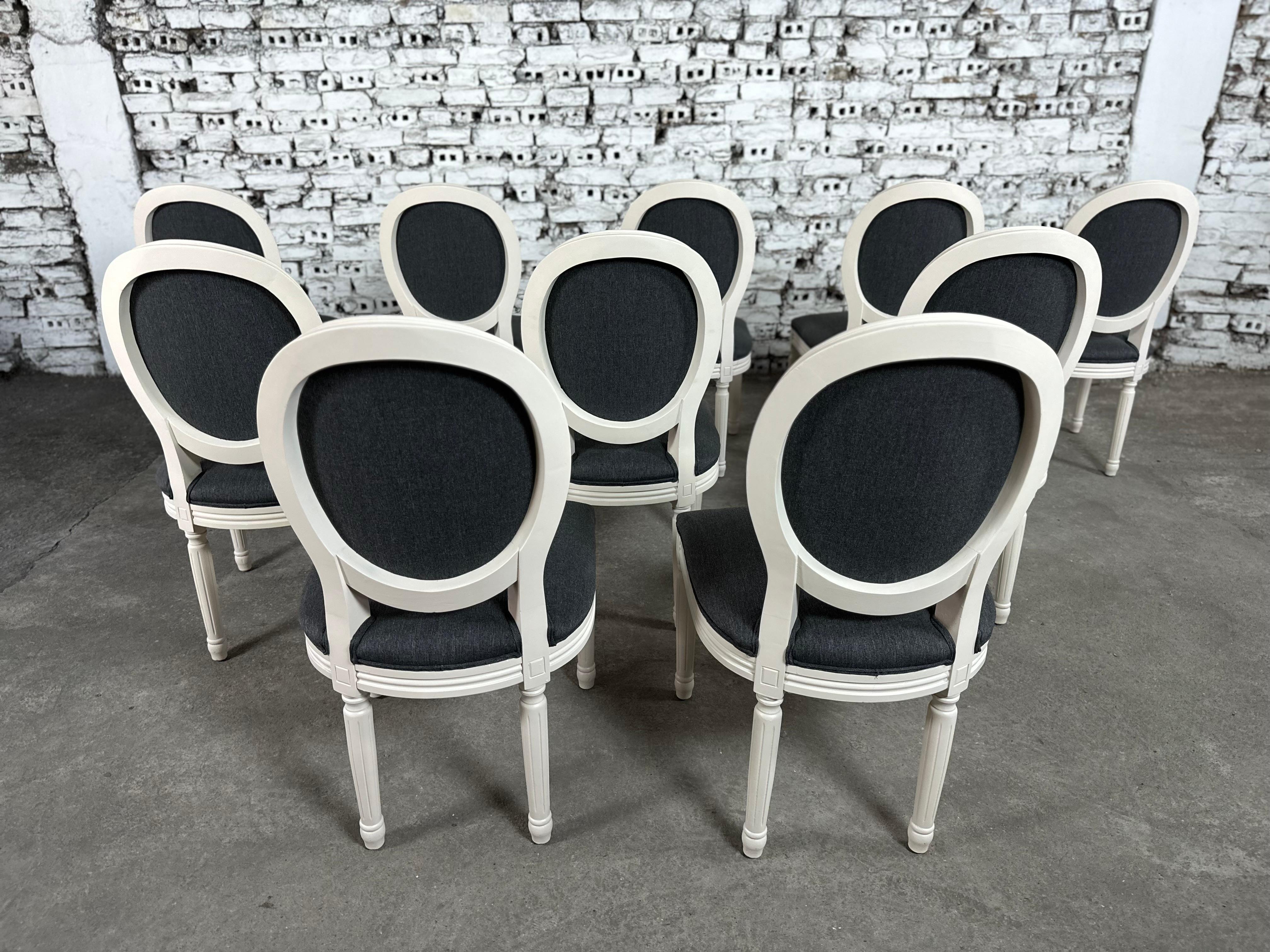 Renewed and Reupholstered French Louis XVI Dining Chairs - Set of 10 14