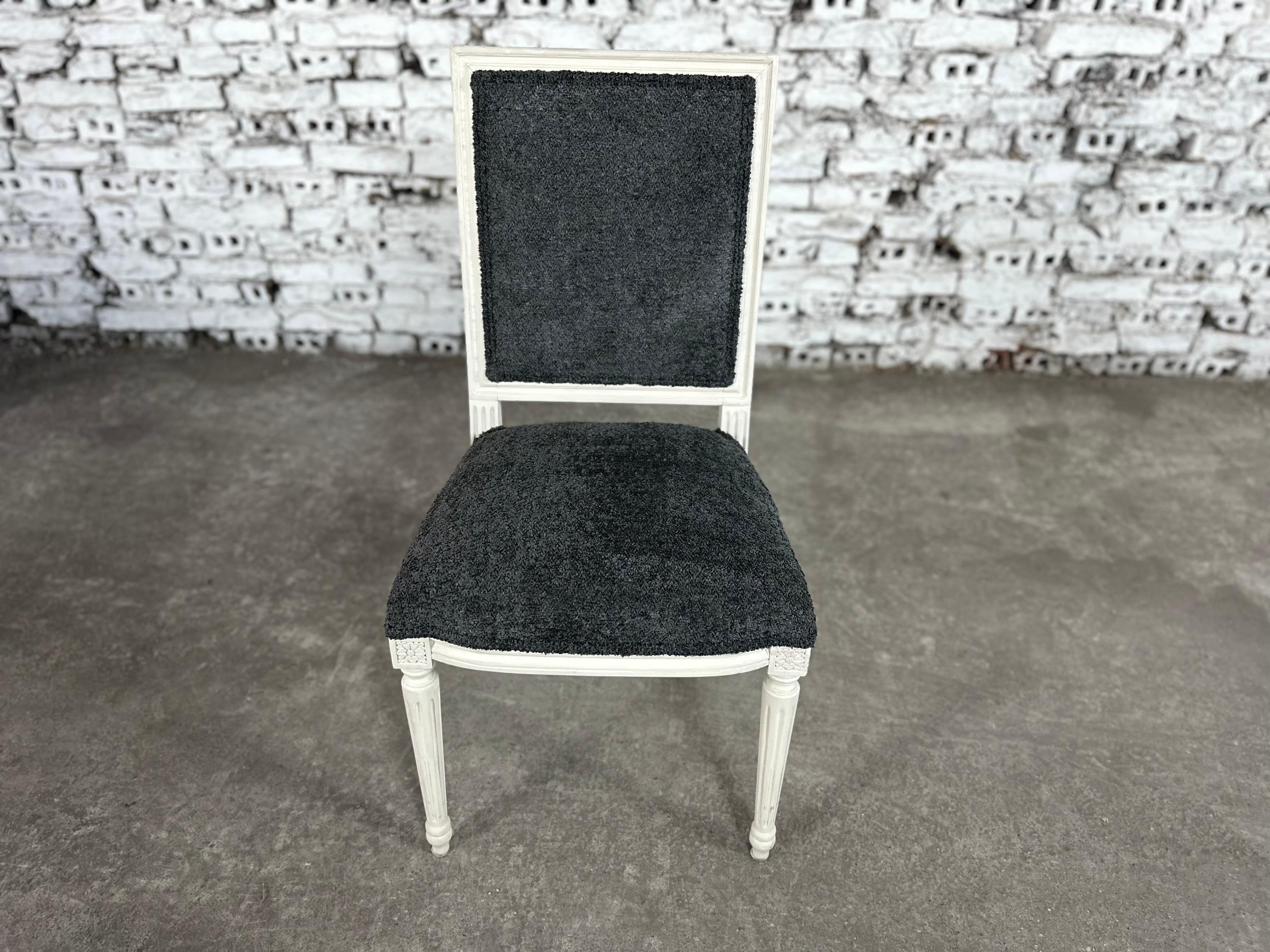 Renewed and Reupholstered French Louis XVI Square Back Dining Chairs - Set of 6 3