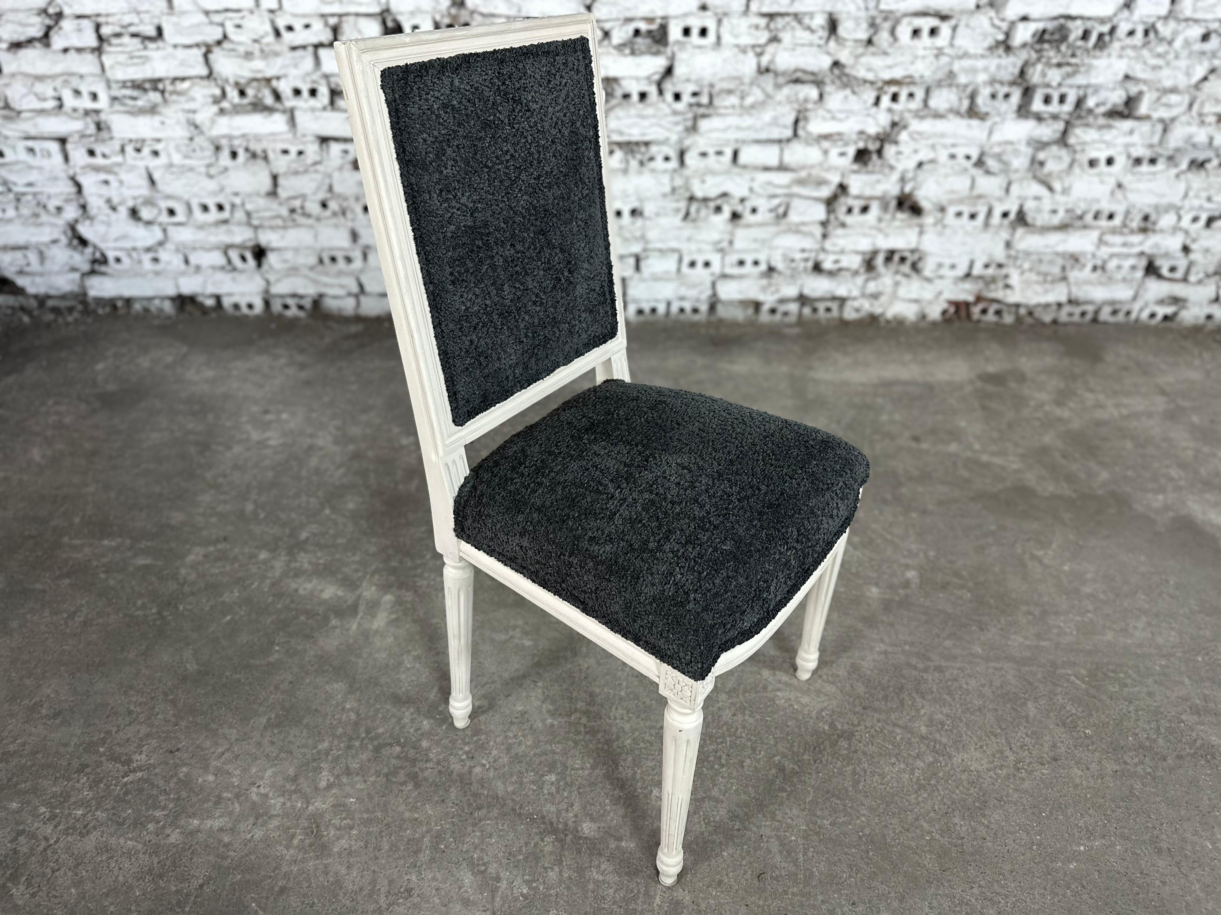 Renewed and Reupholstered French Louis XVI Square Back Dining Chairs - Set of 6 4