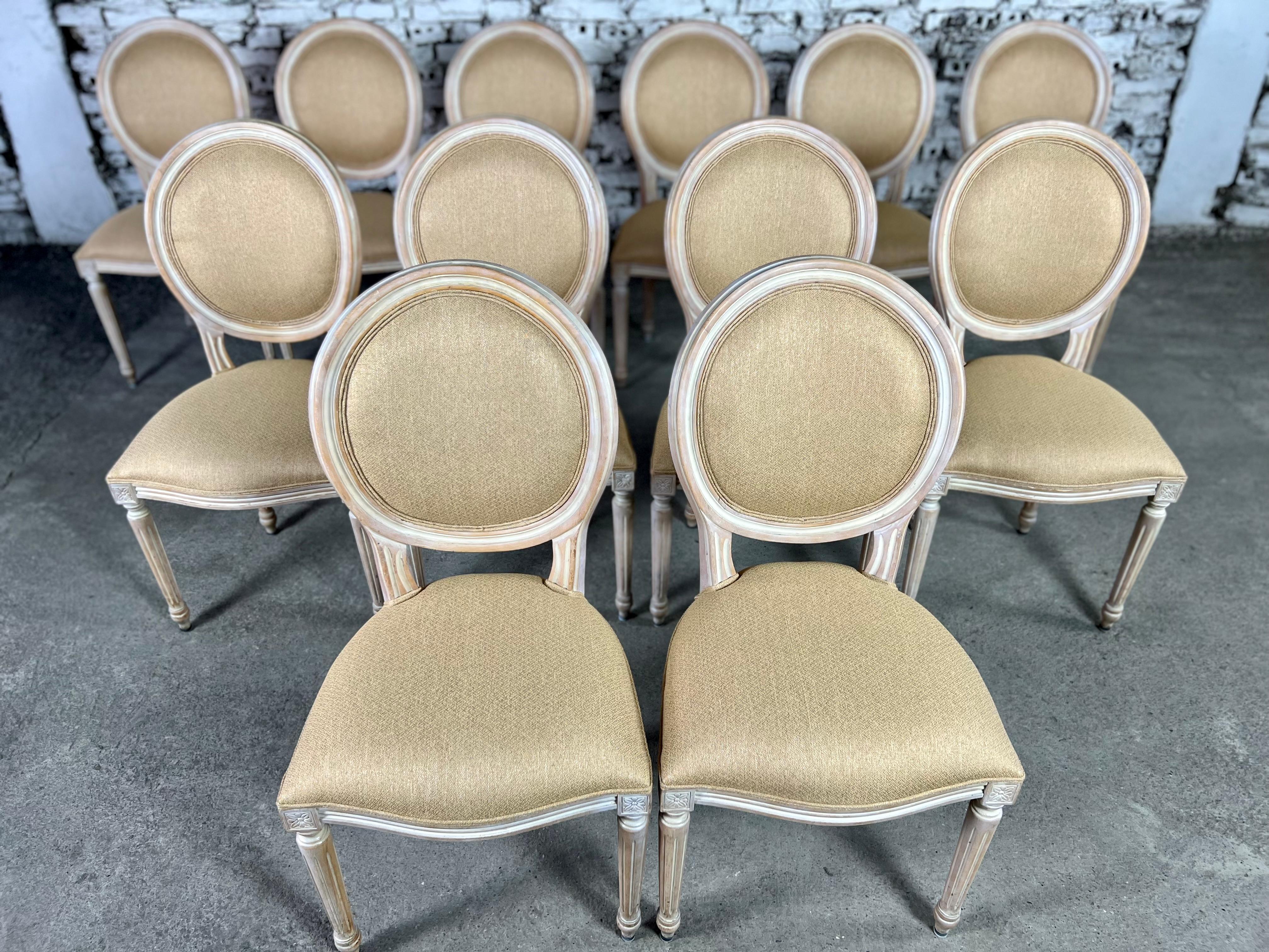 Renewed French Louis XVI Medallion Back Dining Chairs - Set of 12 1
