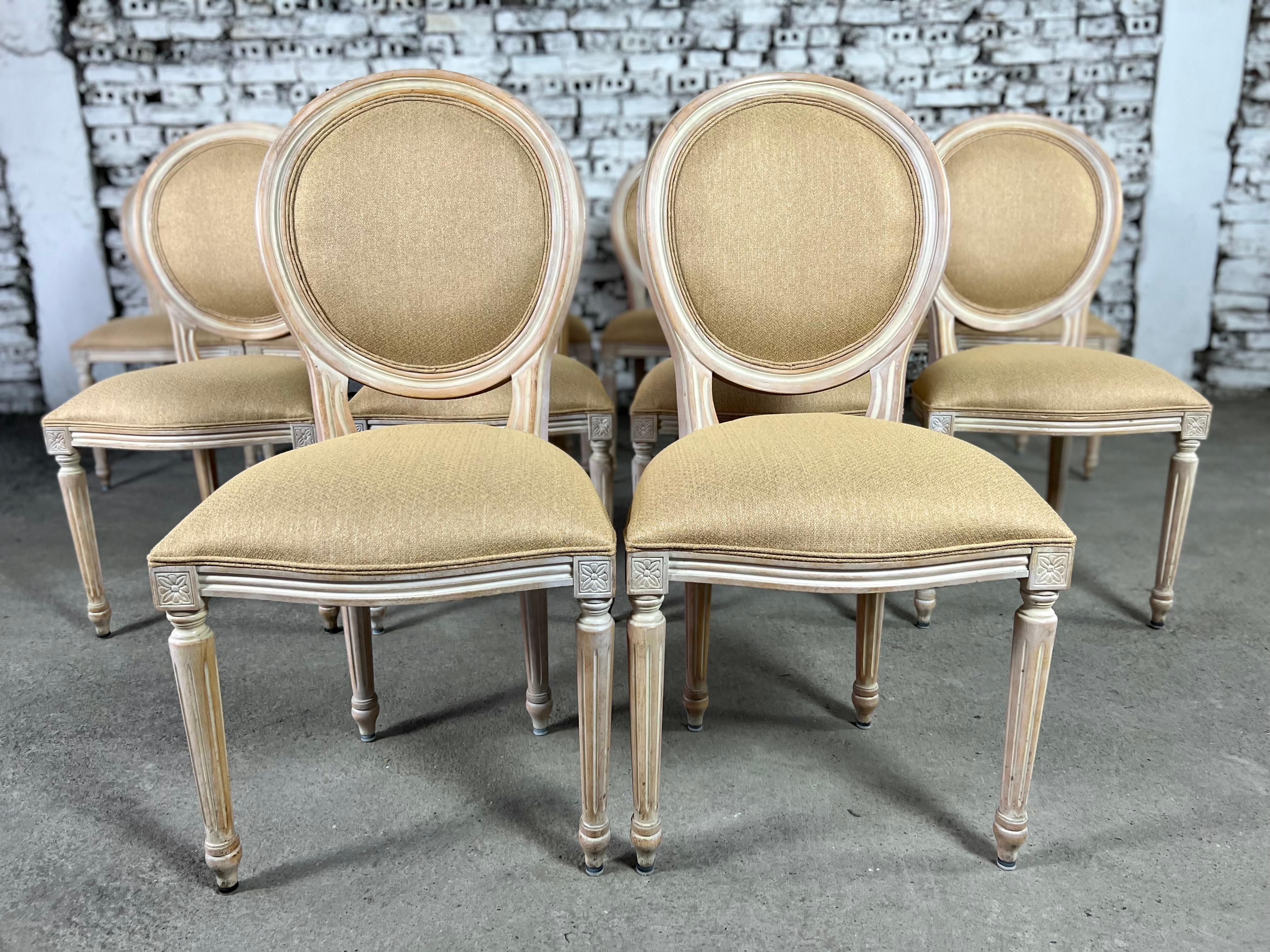 Renewed French Louis XVI Medallion Back Dining Chairs - Set of 12 2