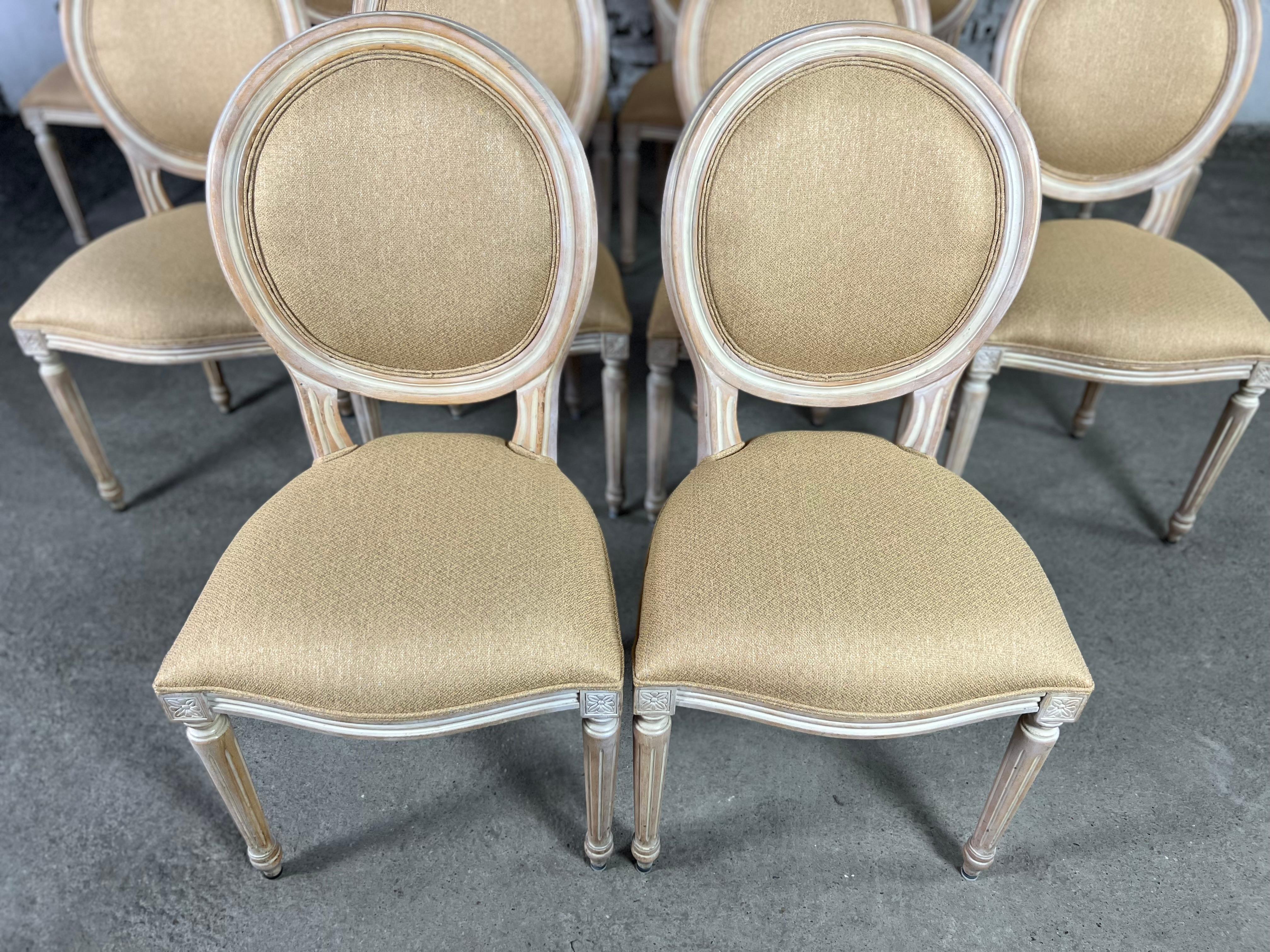 Renewed French Louis XVI Medallion Back Dining Chairs - Set of 12 3