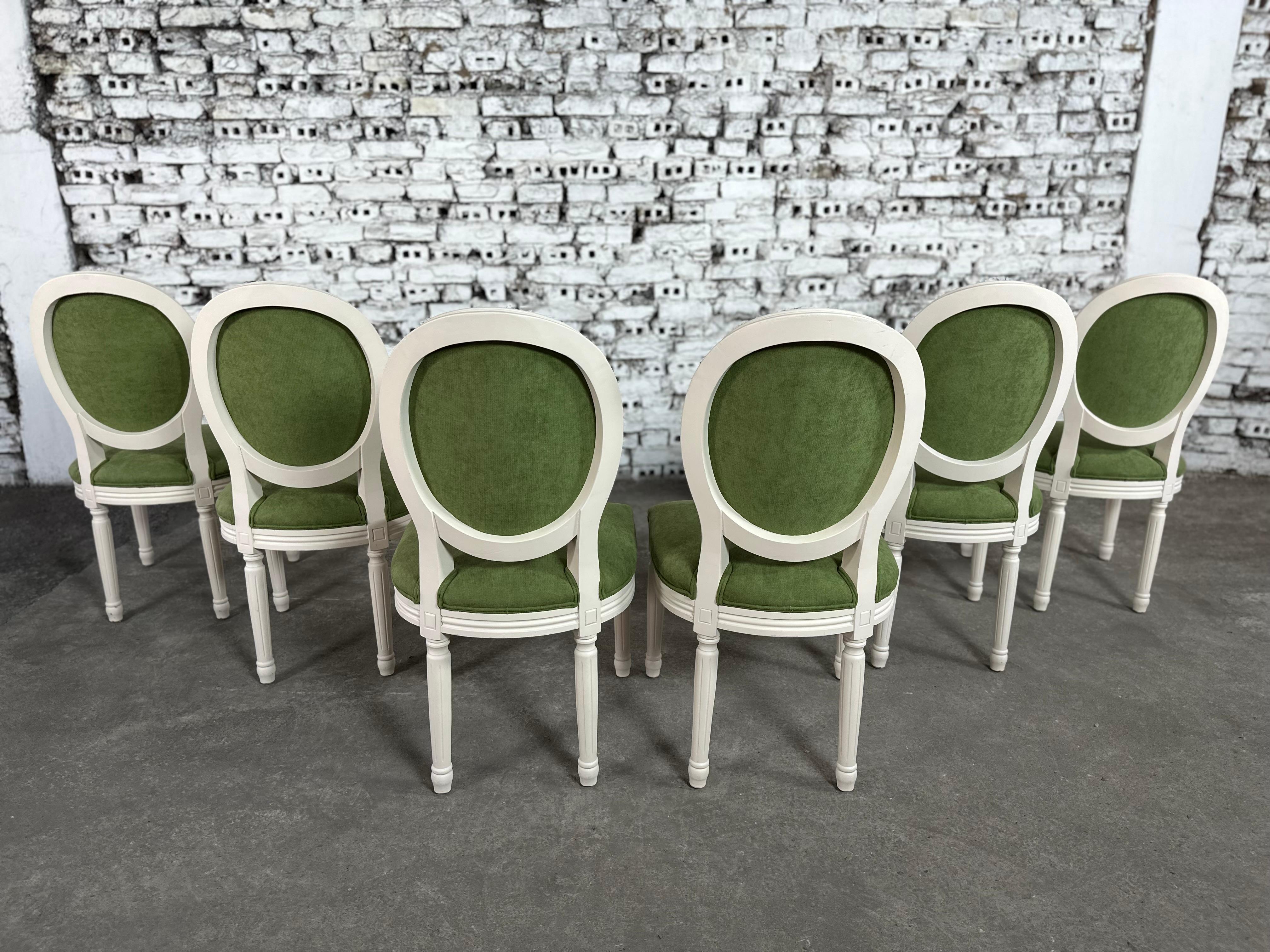 Renewed Vintage French Louis XVI Medallion Back Dining Chairs - Set of 6 6